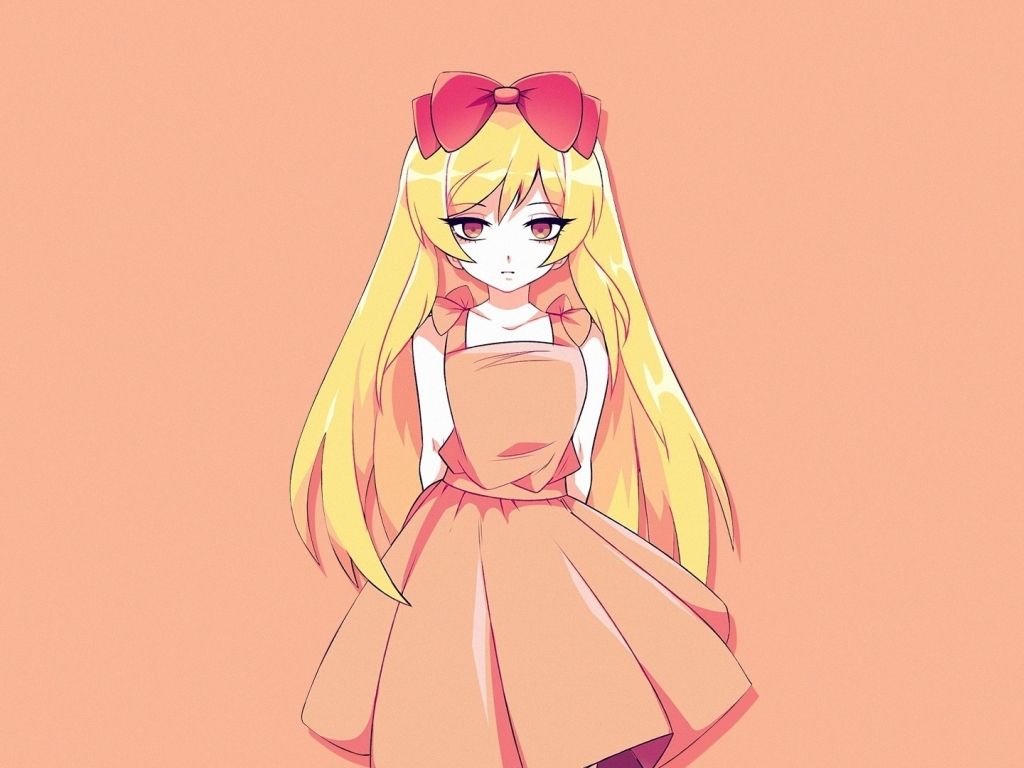 Desktop wallpaper cute, anime girl, blonde, long hair, original, HD image, picture, background, c7bda5