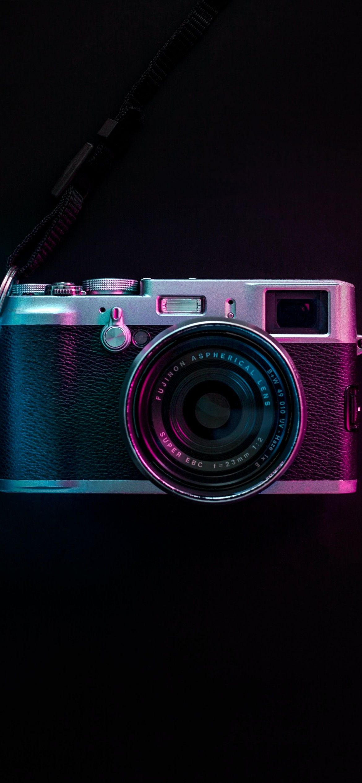 Vintage Camera 4K Wallpaper, Fujifilm, Black background, Purple light, SLR Camera, 5K, Photography