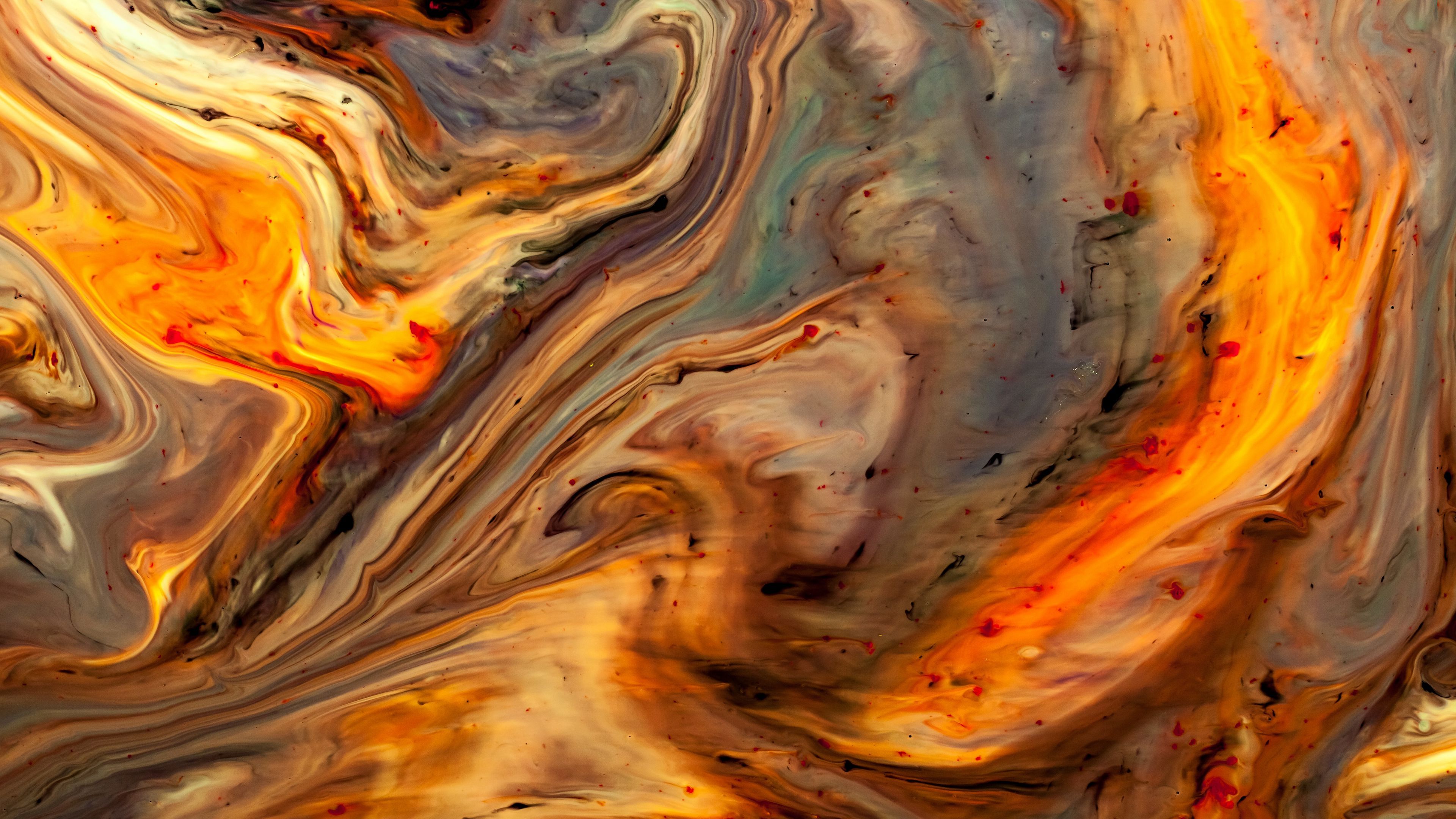 Download wallpaper 3840x2160 paint, fluid art, stains, liquid, colorful, yellow 4k uhd 16:9 HD background