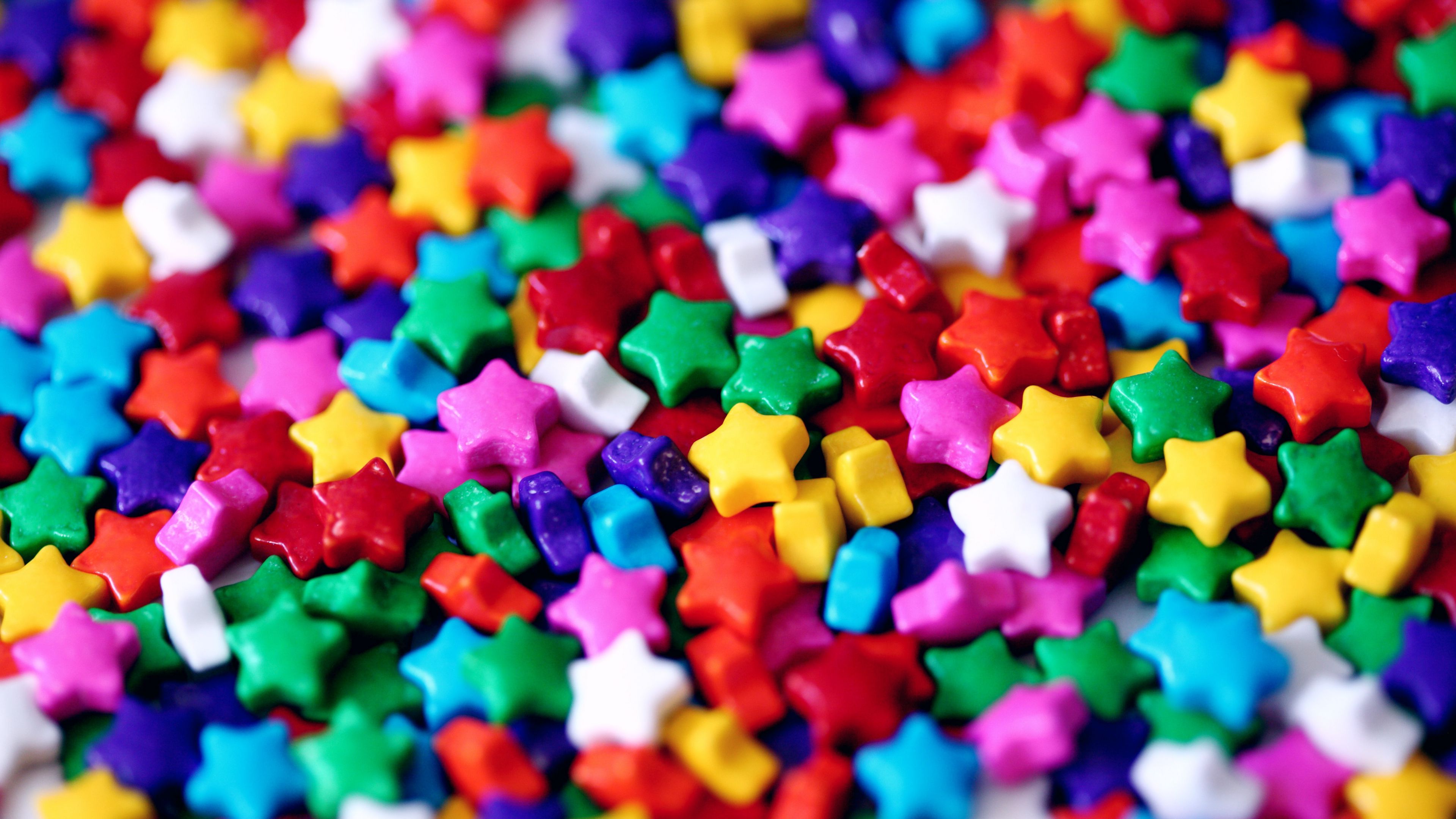 Download wallpaper 3840x2160 multicolored, star, sweets 4k uhd 16:9 HD background