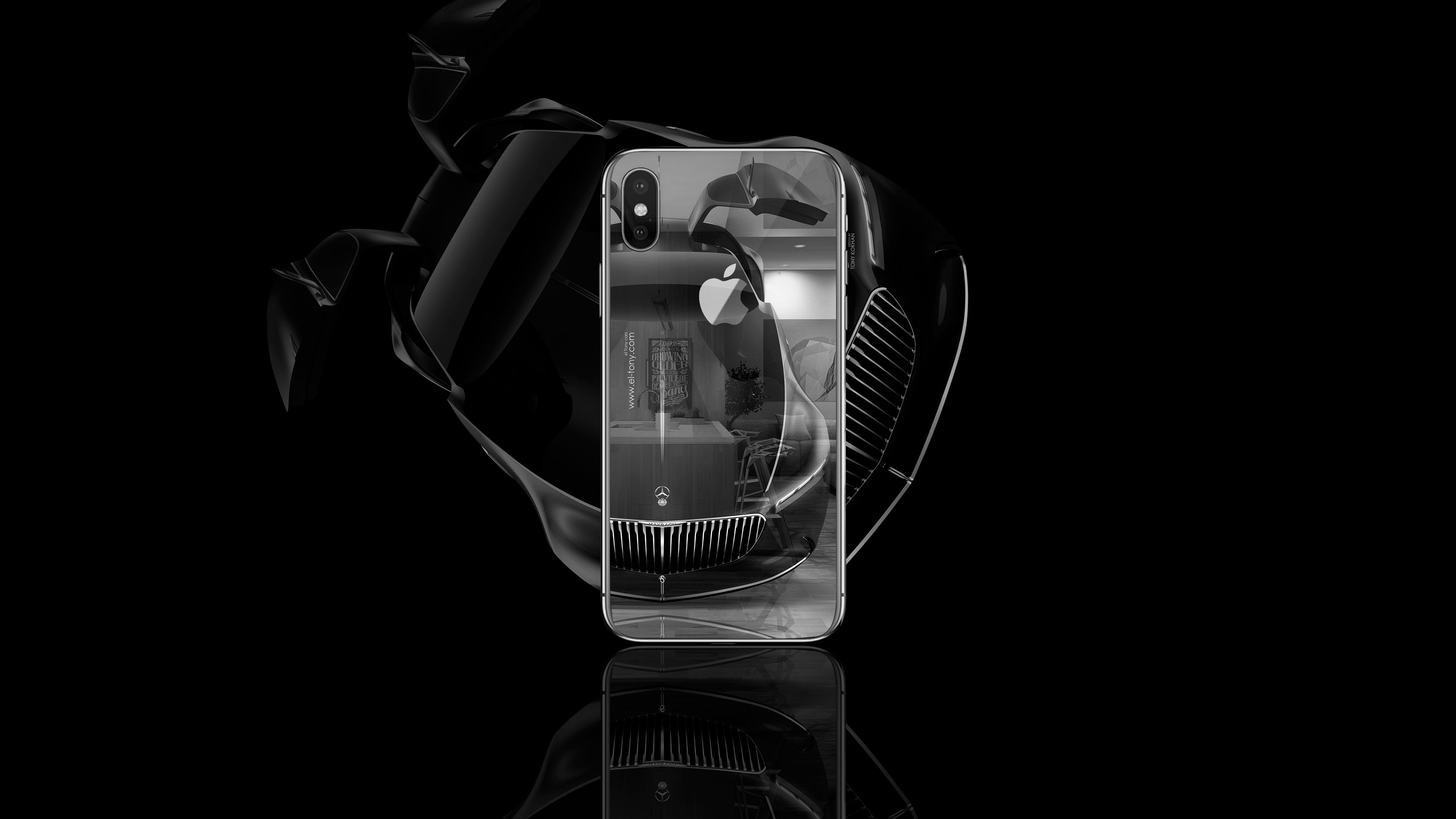 Apple iPhone X Gadget iOS AppleTony Mercedes Maybach Vision Super Crystal Home Fly Car 2017 el Tony