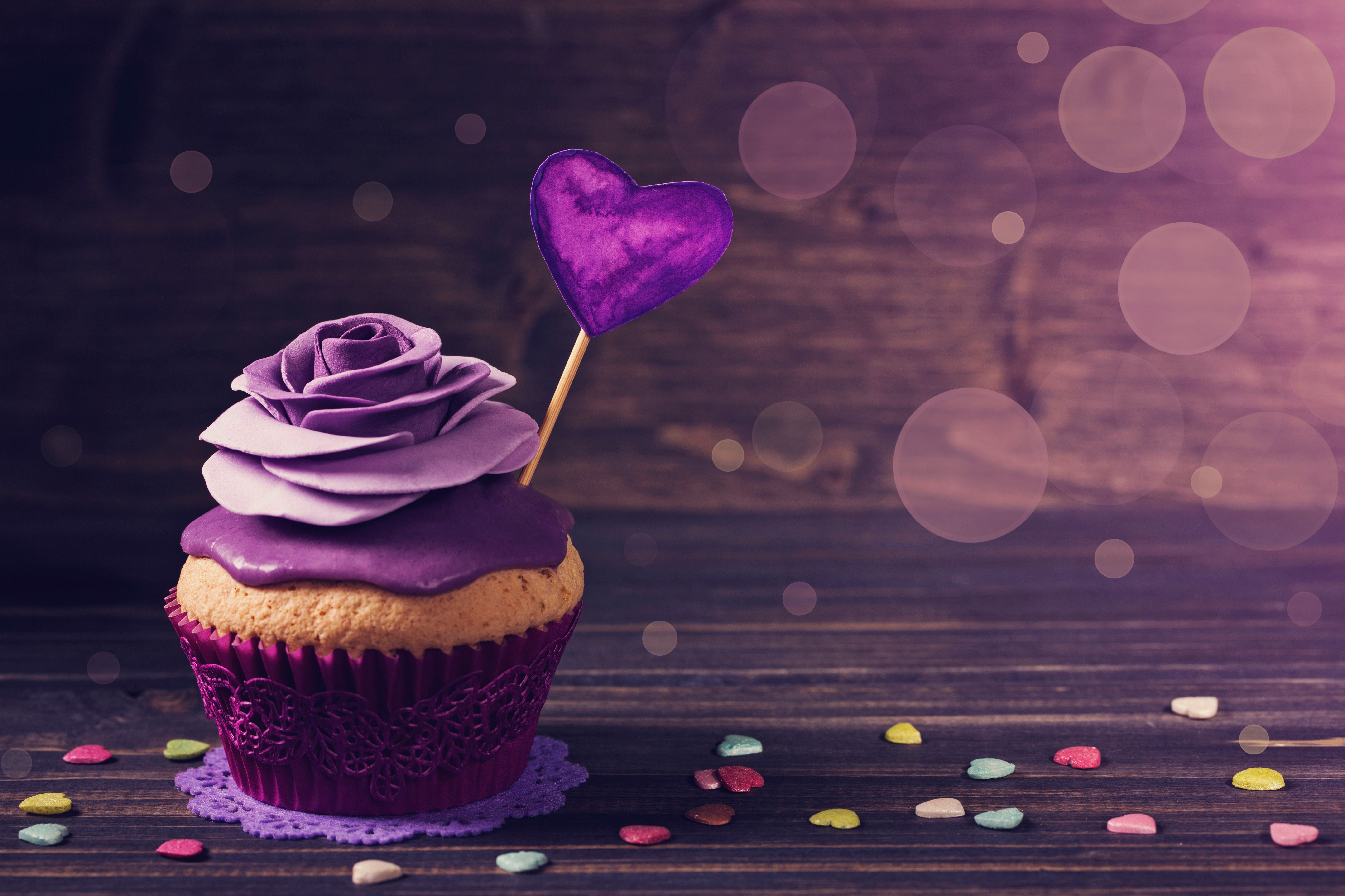 cupcake, food, sweets, hd, 4k, 5k, heart