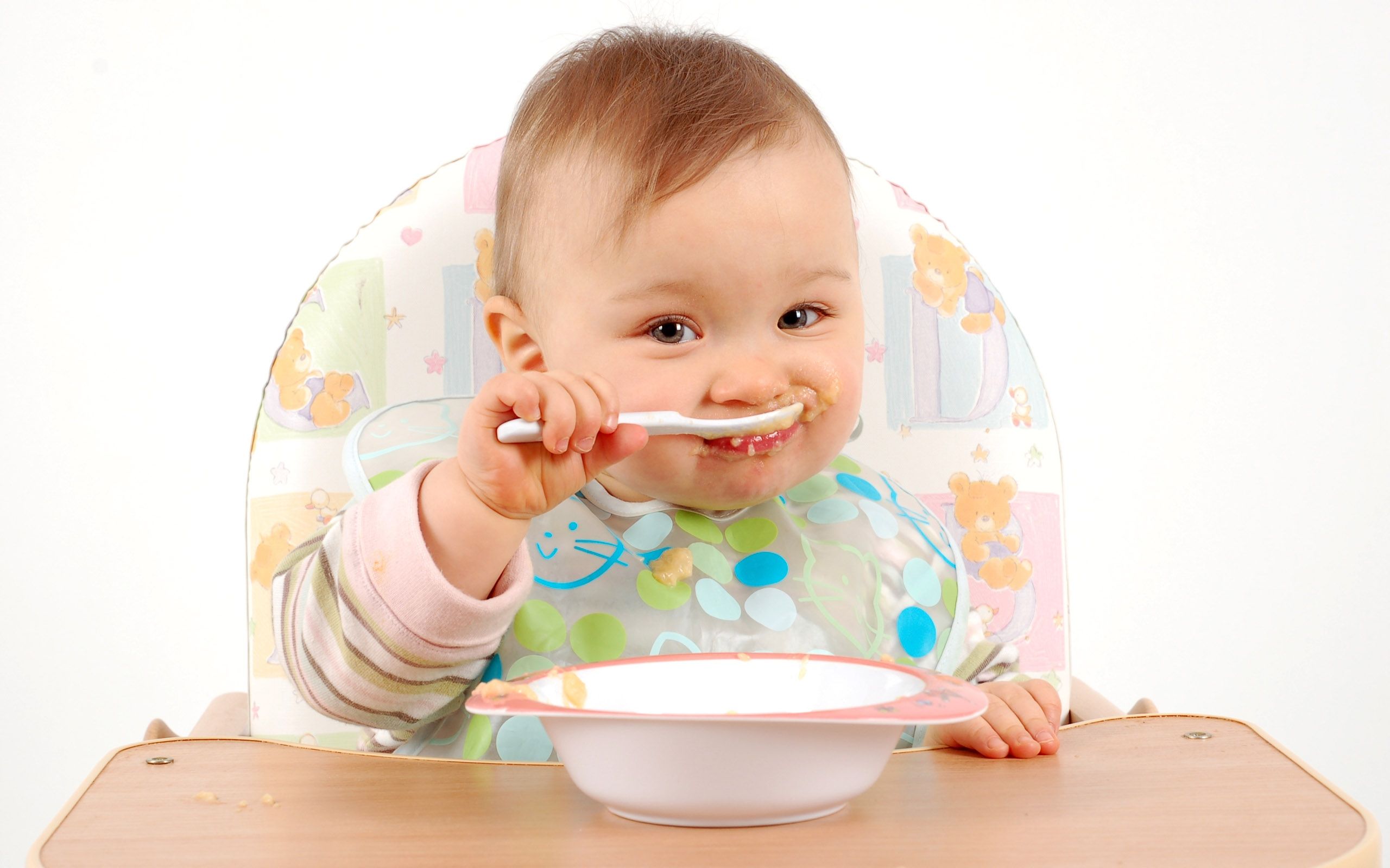 Wallpaper, child, face, food, spoon, baby 2560x1600