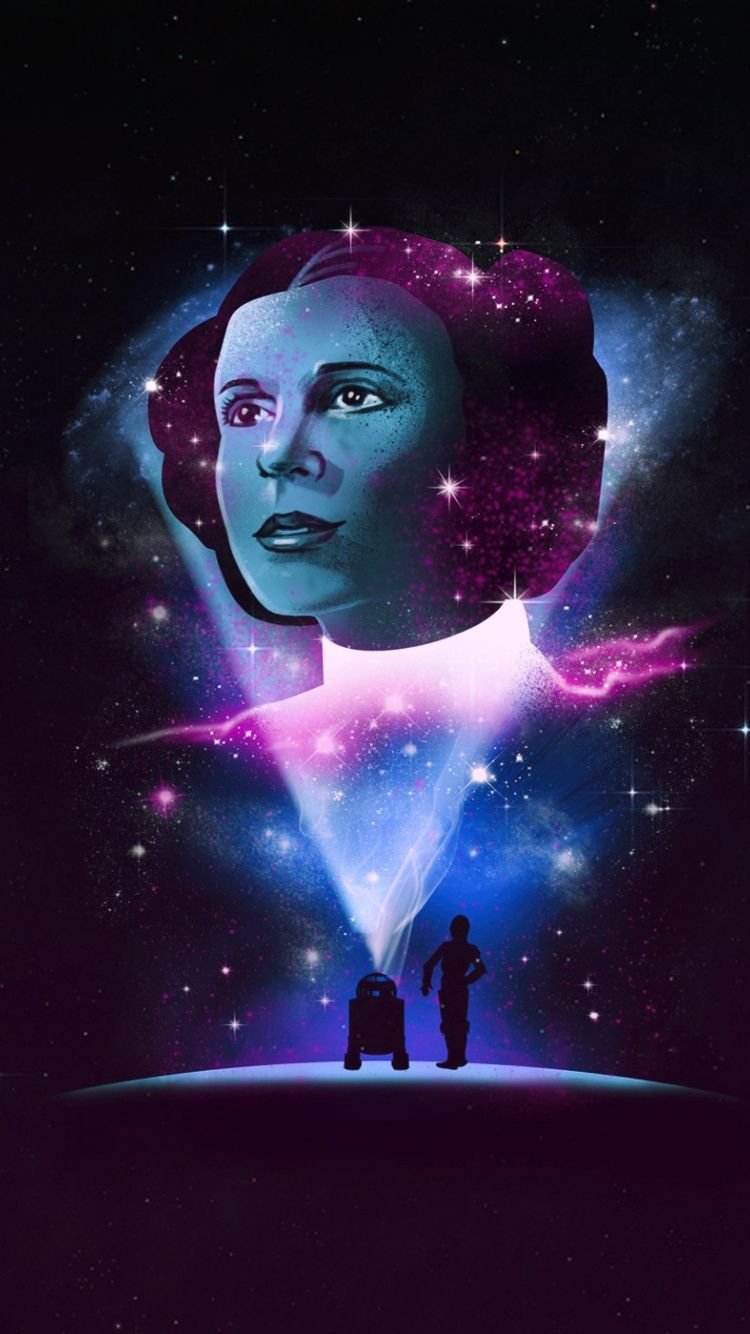 Download Princess Leia, star wars, movie, miniml, art wallpaper, 750x1334, iphone 7, iPhone 8