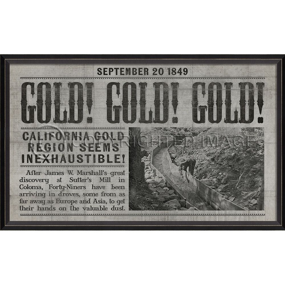 California Gold Rush Framed Print Gray Wall Art. California gold rush, California gold, Grey wall art