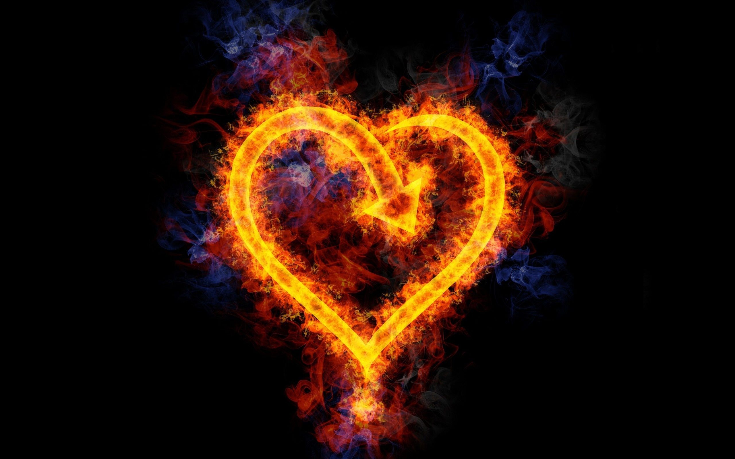 Fire Heart Wallpaper And Black Heart