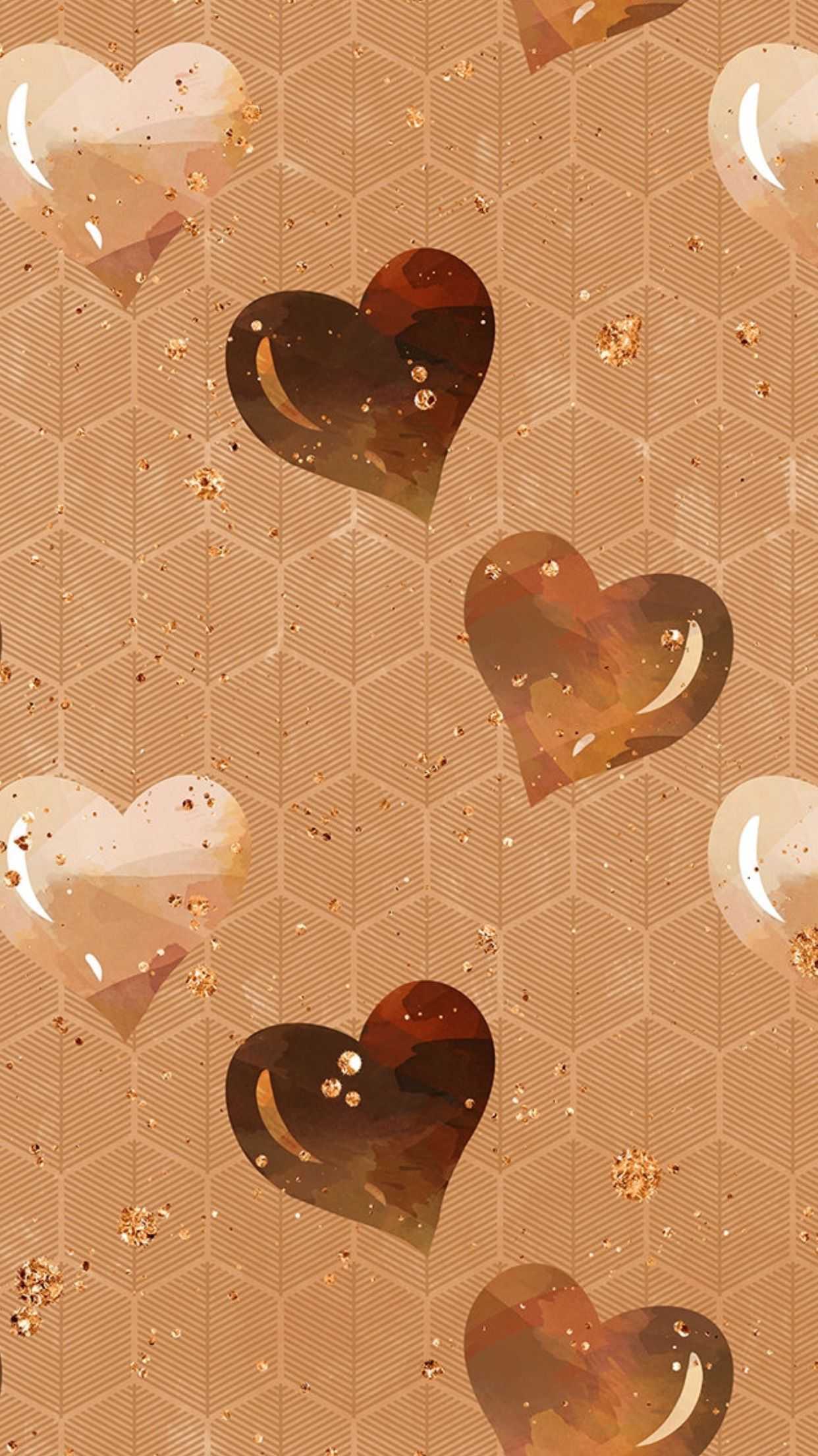 Aesthetic Brown Heart Wallpaper Wallpaper