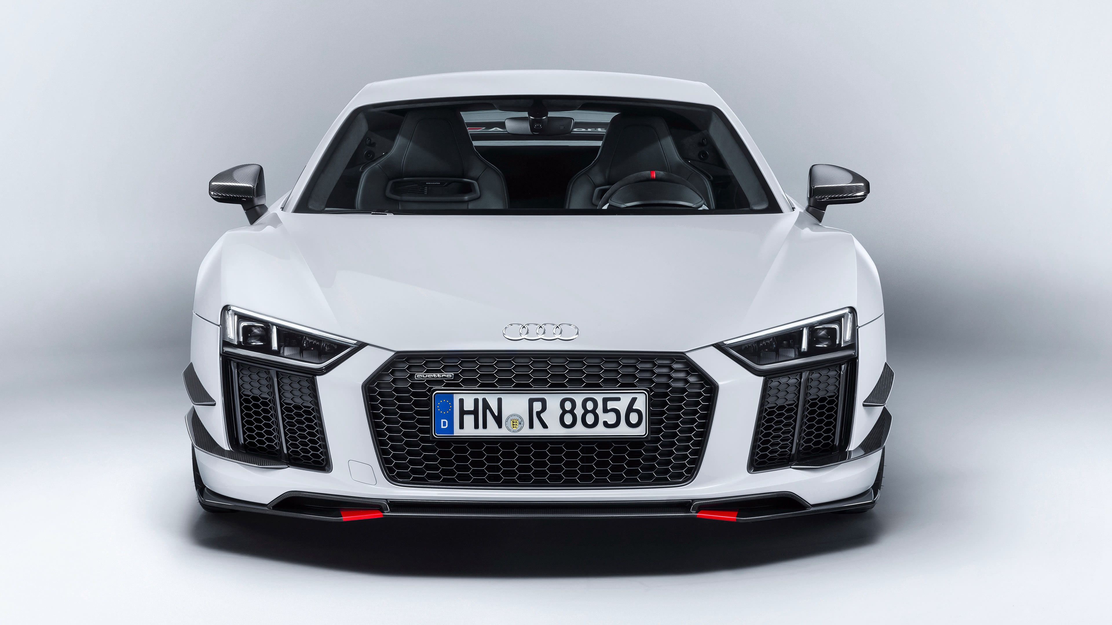 Audi R8 White Front UHD 4K Wallpaper