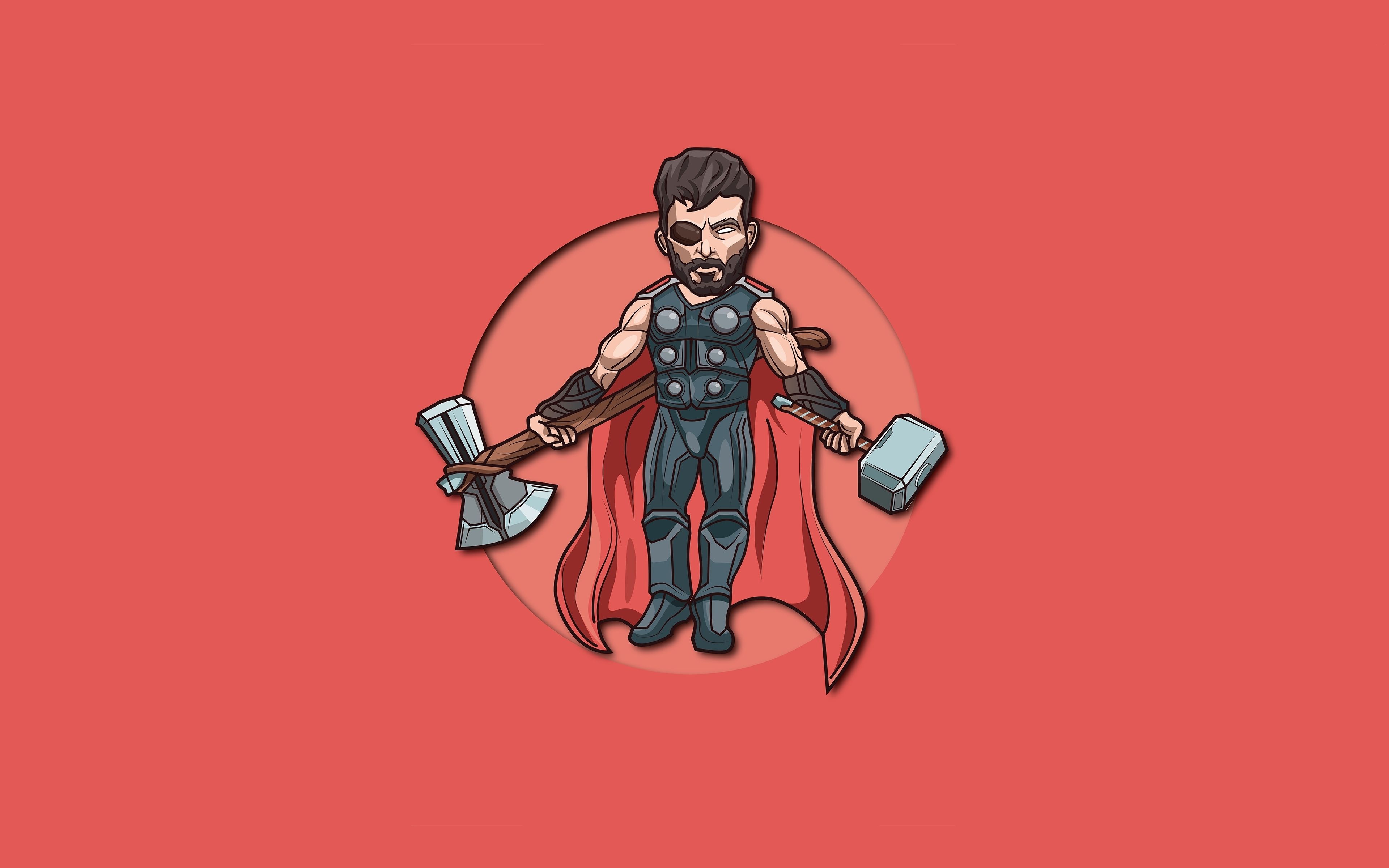 Download 3840x2400 wallpaper minimal, thor with 2 hammers, 4k, ultra HD 16: widescreen, 3840x2400 HD image, background, 24624