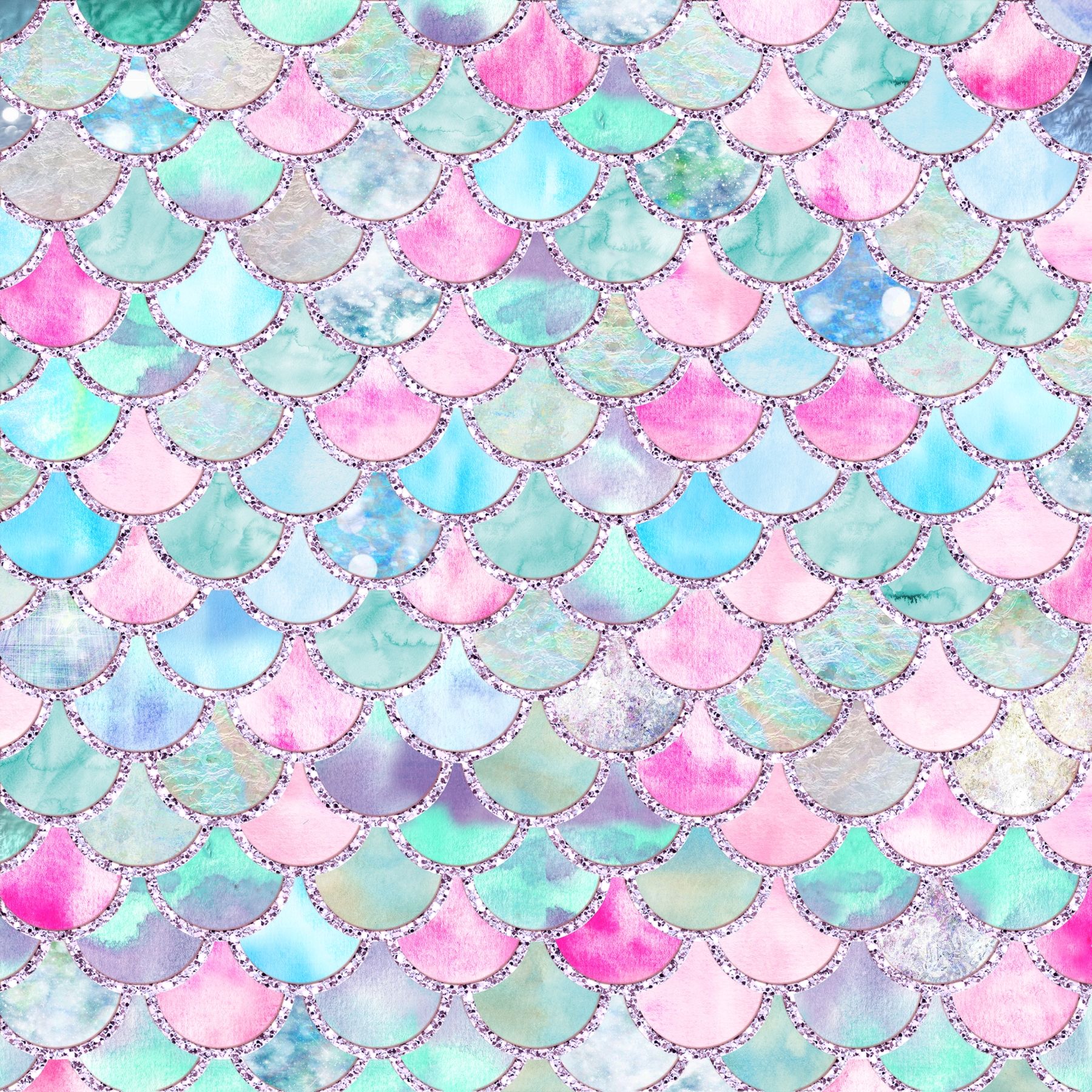 Buy Teal Summer Mermaid Scales wallpaper US shipping at Happywall.com