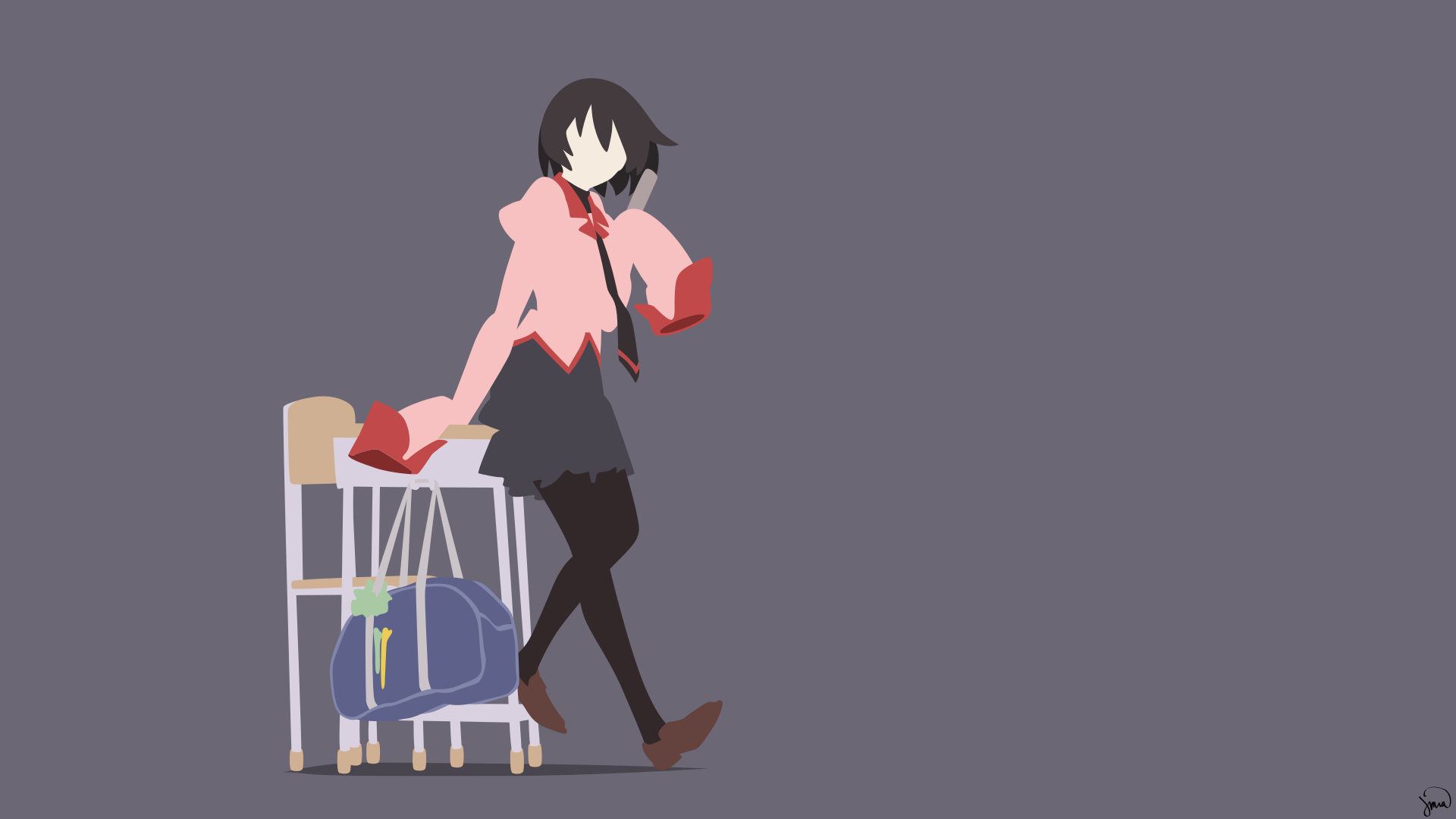 Wallpaper, illustration, Monogatari Series, anime girls, cartoon, Oshino Ougi 1920x1080