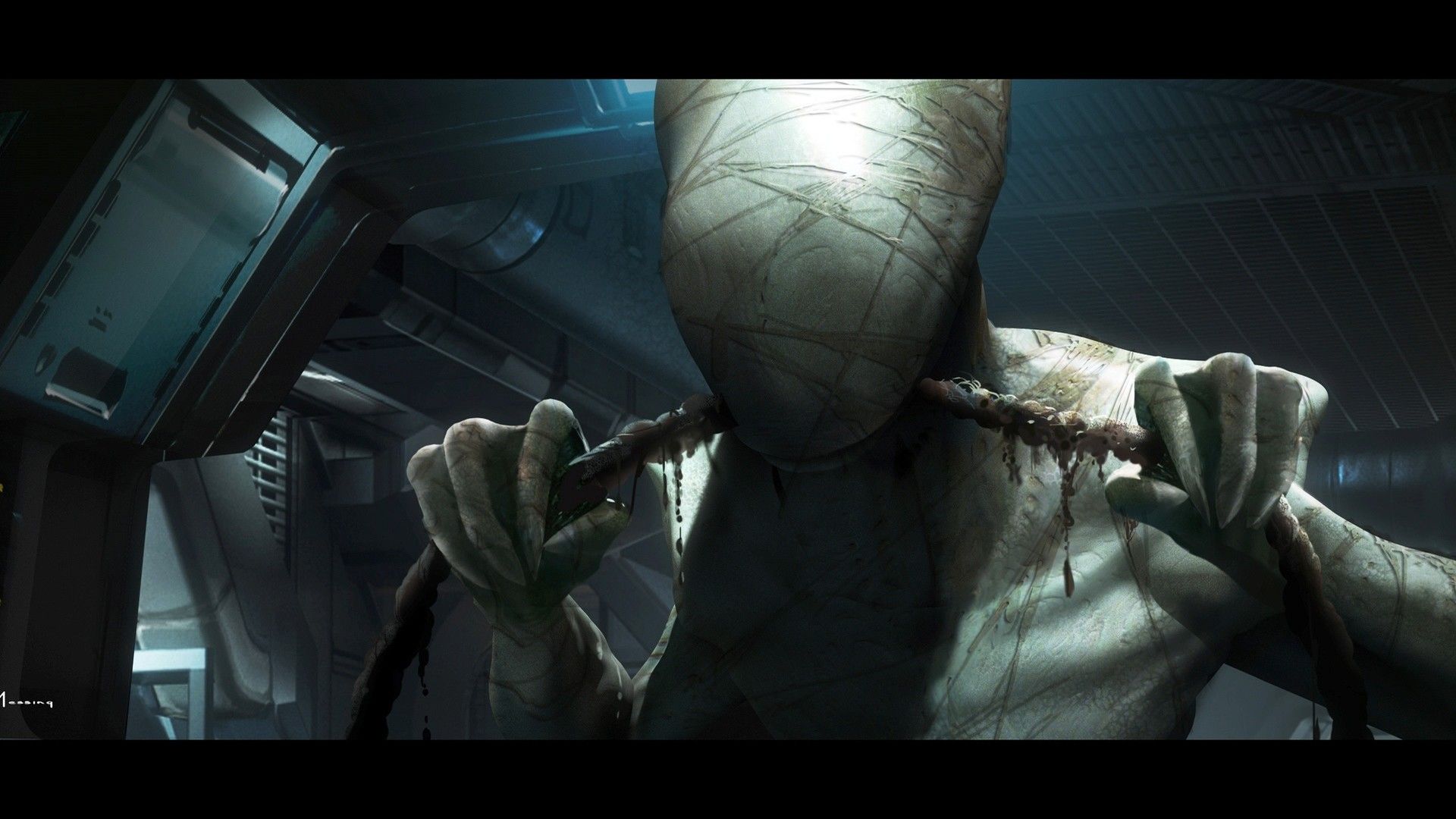 Wallpaper, 1920x1080 px, alien, creepy, dark, drawing, fi, horror, monster, sci 1920x1080