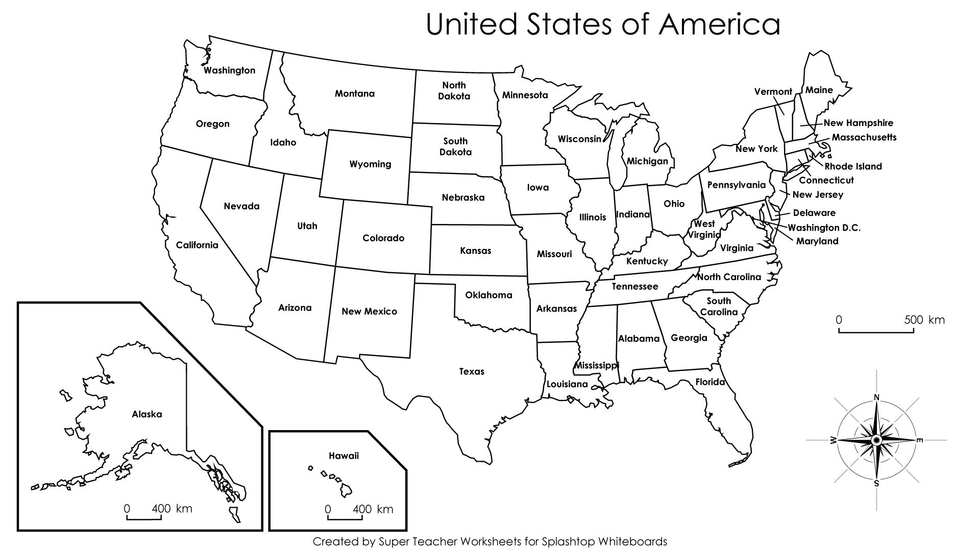 Blank US Map with States Labeled. United states map, United states map labeled, Us map printable