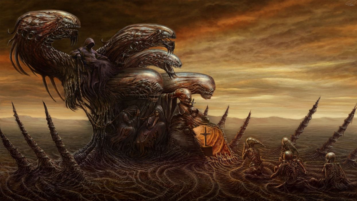 Fantasy dark evil horror art skull demon monster creature sci fi wallpaperx1080