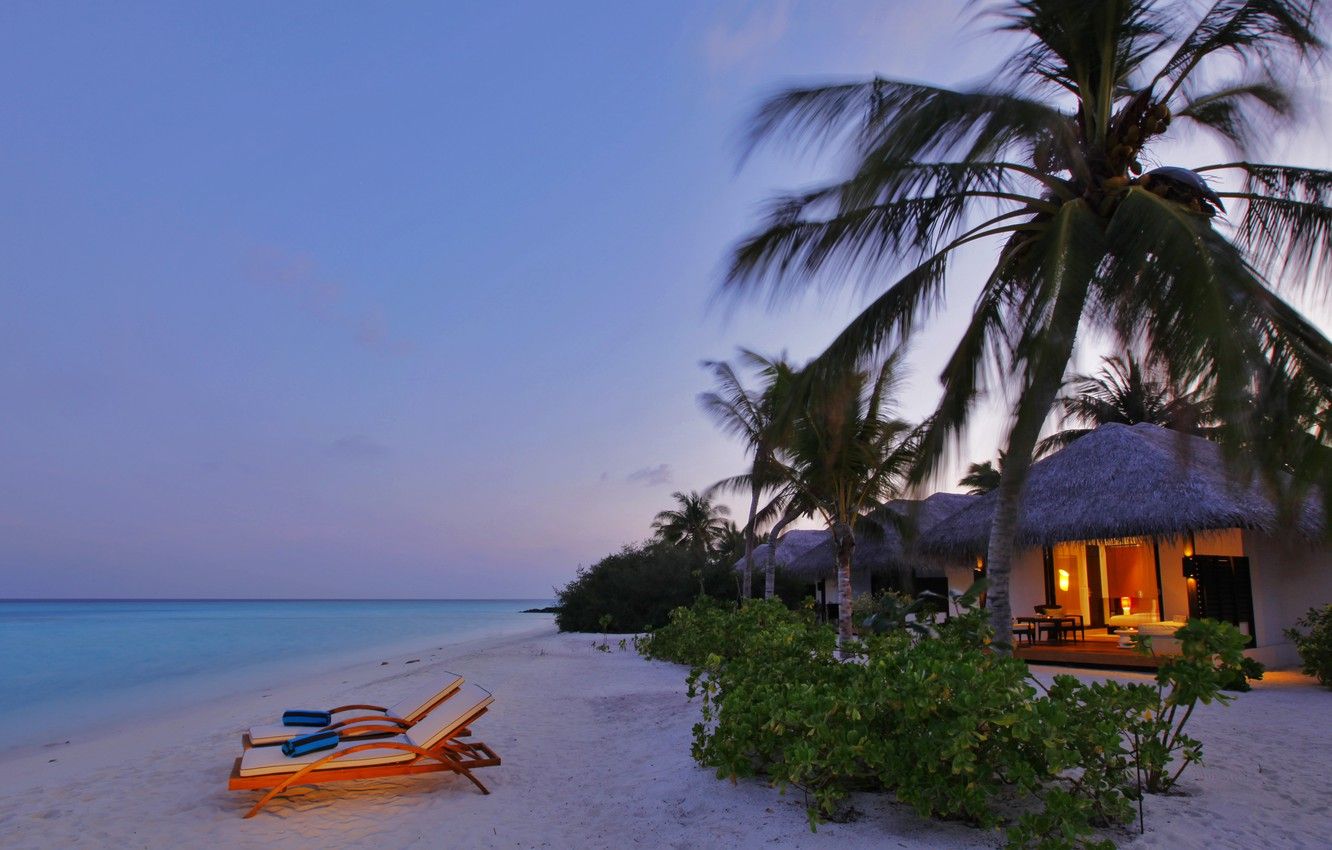 Wallpaper sea, beach, Villa, Beach, Deckchair, Villa image for desktop, section пейзажи