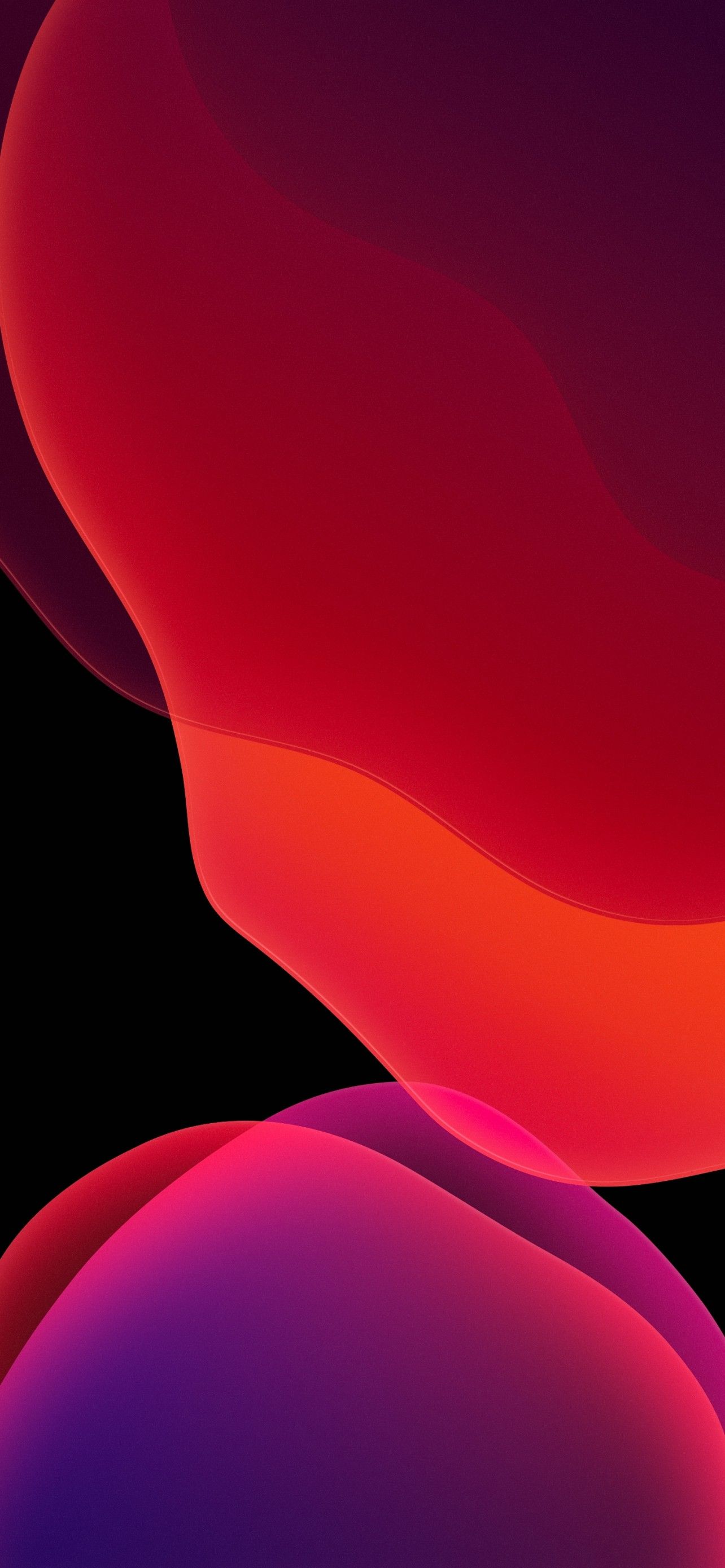 iOS 13 Wallpaper 4K, Stock, iPadOS, Red, Black background, AMOLED, Abstract
