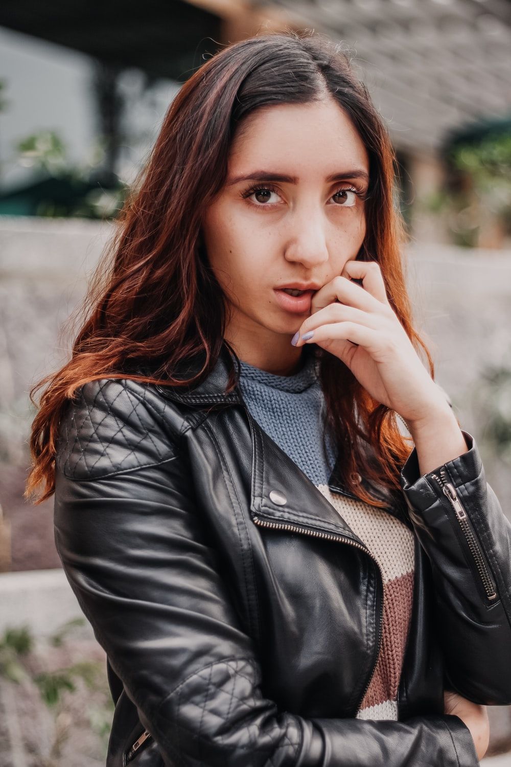 Girl In Leather Jacket Picture. Download Free Image