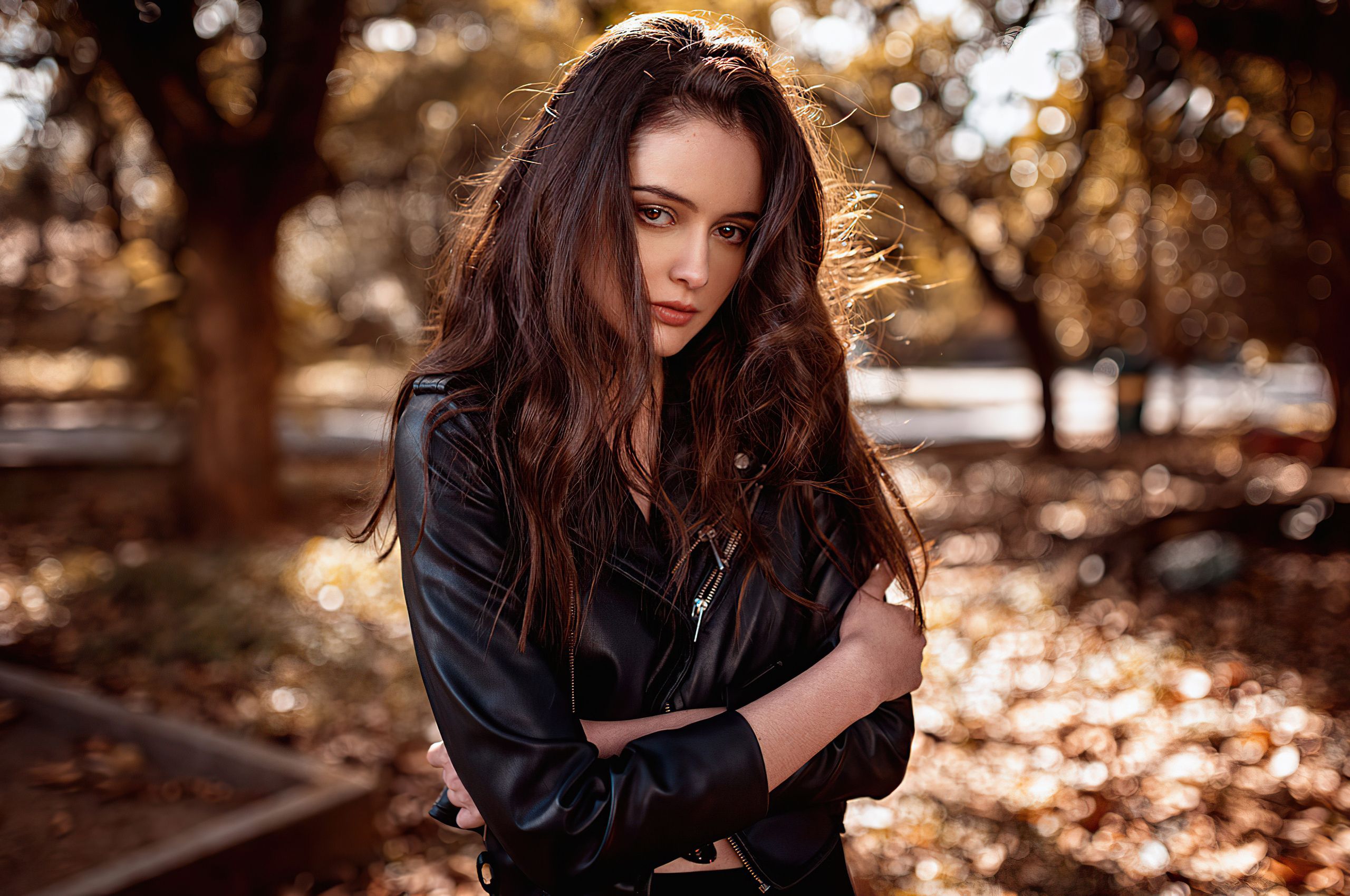 Girl Black Leather Jacket 4k Chromebook Pixel HD 4k Wallpaper, Image, Background, Photo and Picture