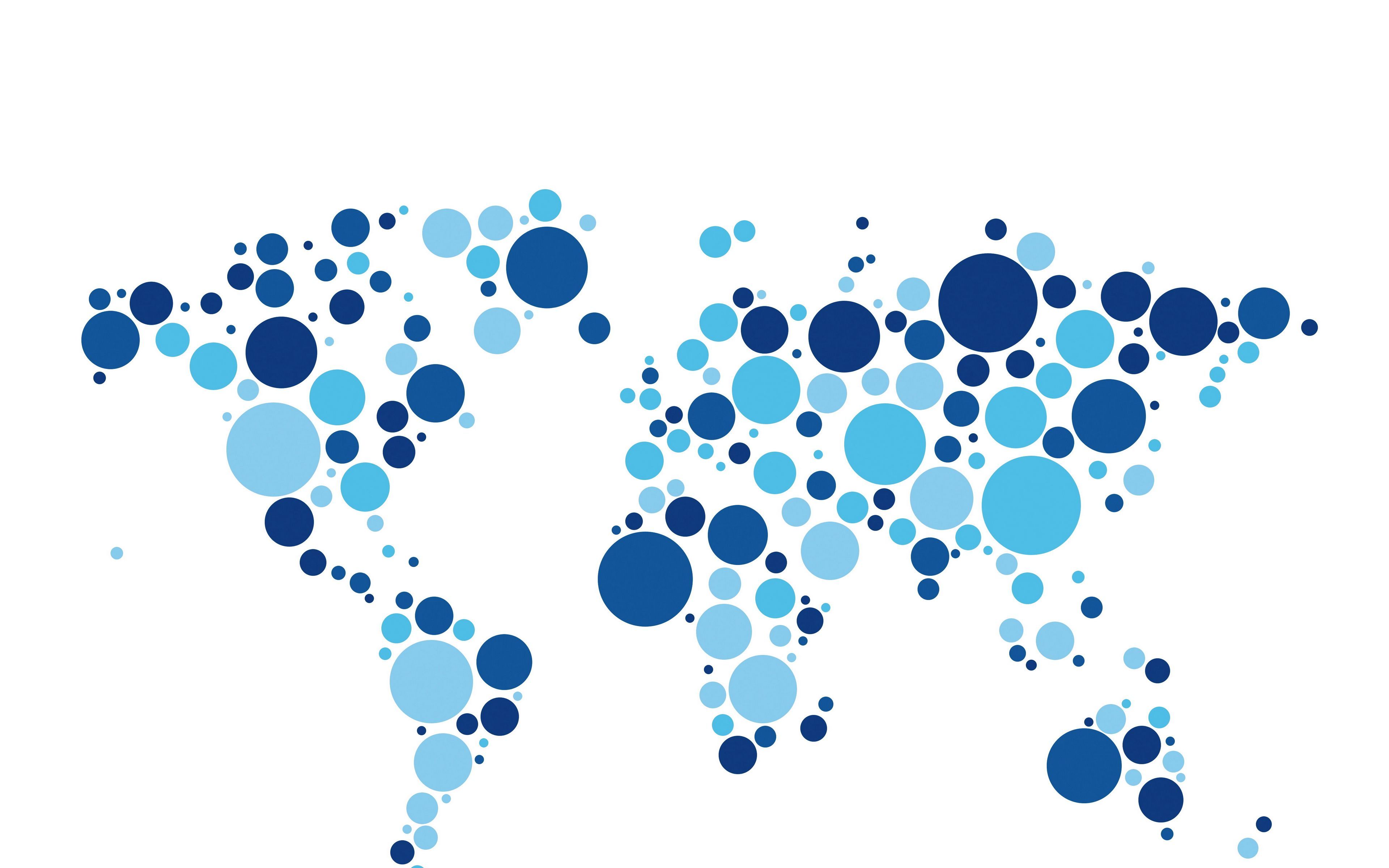 Download wallpaper 3840x2400 world, map, circles, white background 4k ultra HD 16:10 HD background