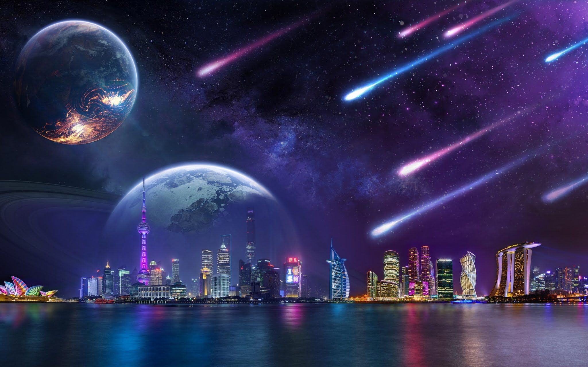 cool space city wallpapers