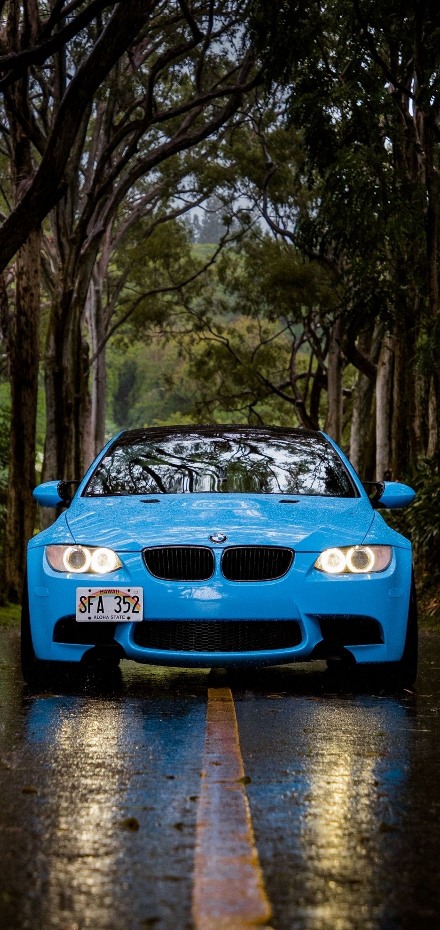 Blue BMW 5 Car Wallpaper - [1440x3040]