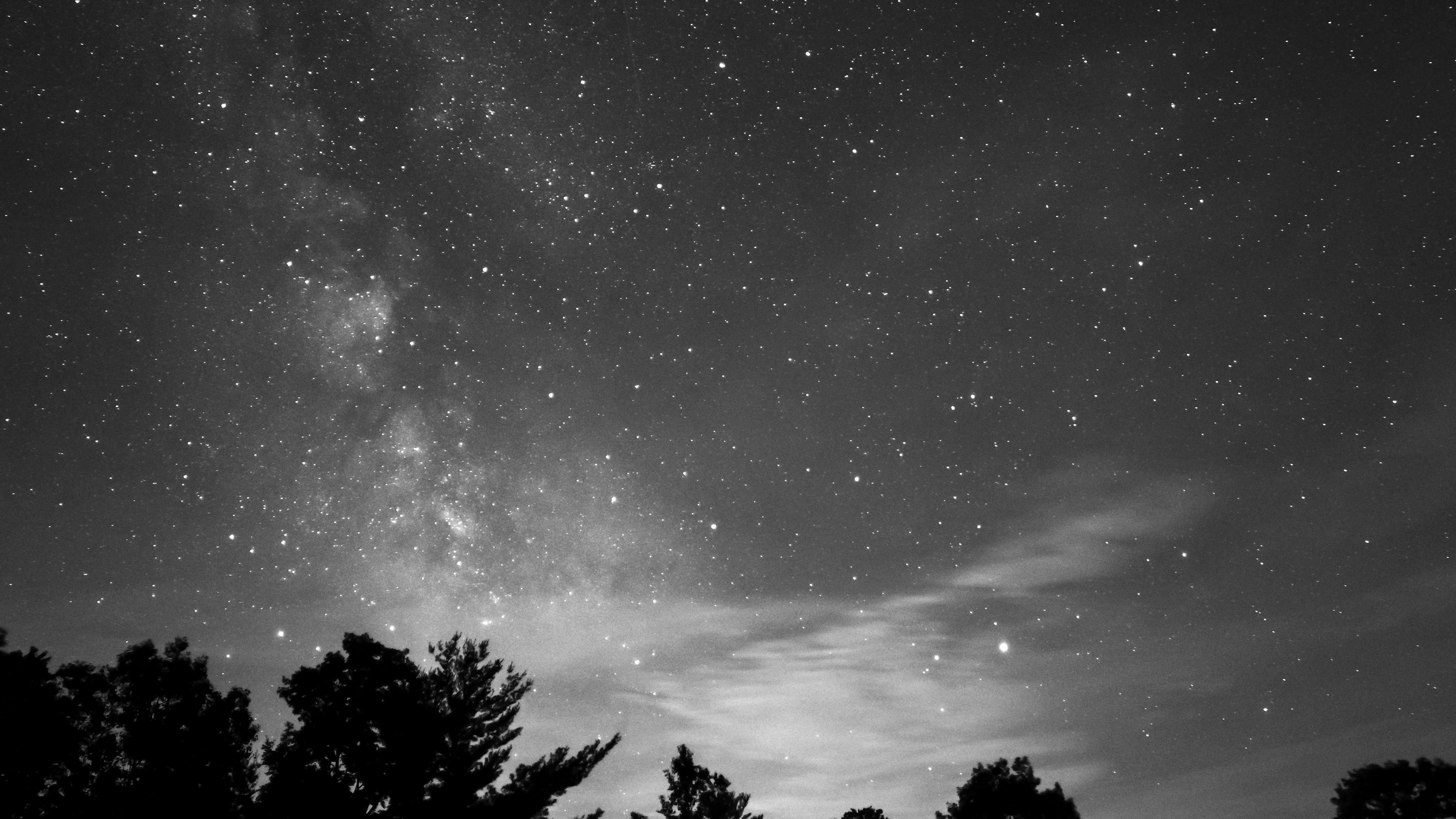 Sky Night Star Dark Mountain Cloud Shadow Bw Wallpaper