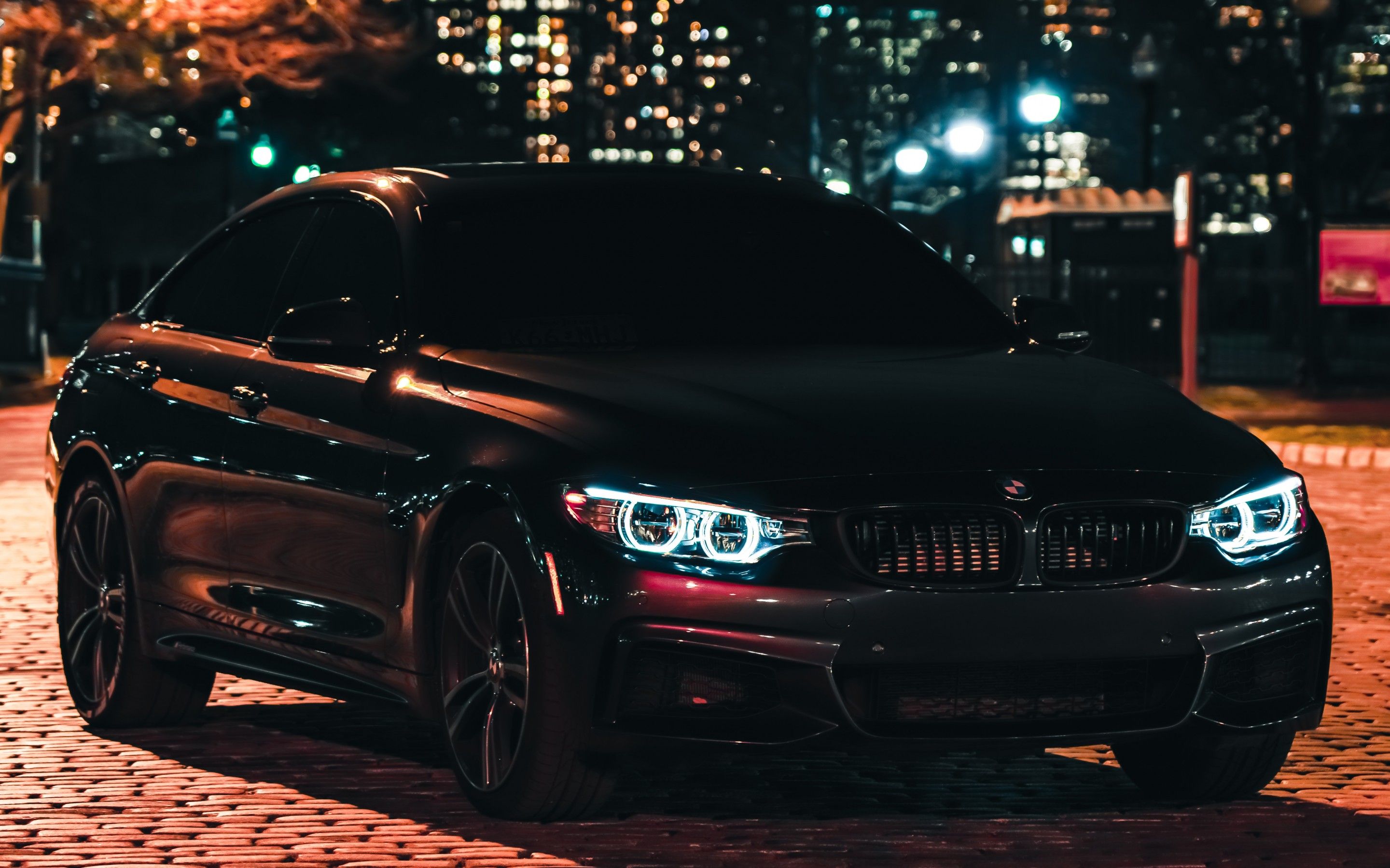 BMW M3 Wallpaper 4K, Black Edition, Night, City lights