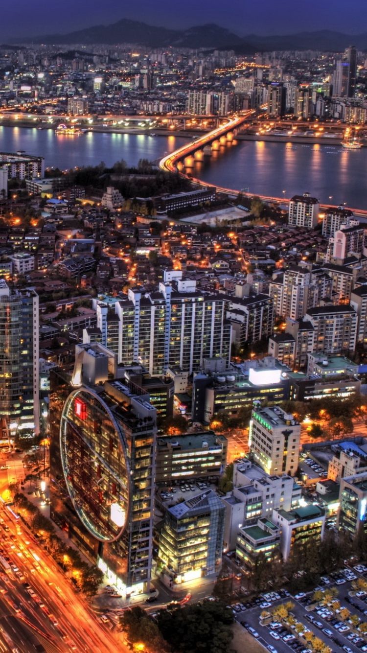 Seoul At Night South Korea iPhone 6 Wallpaper. South korea, Korea travel, Travel around the world