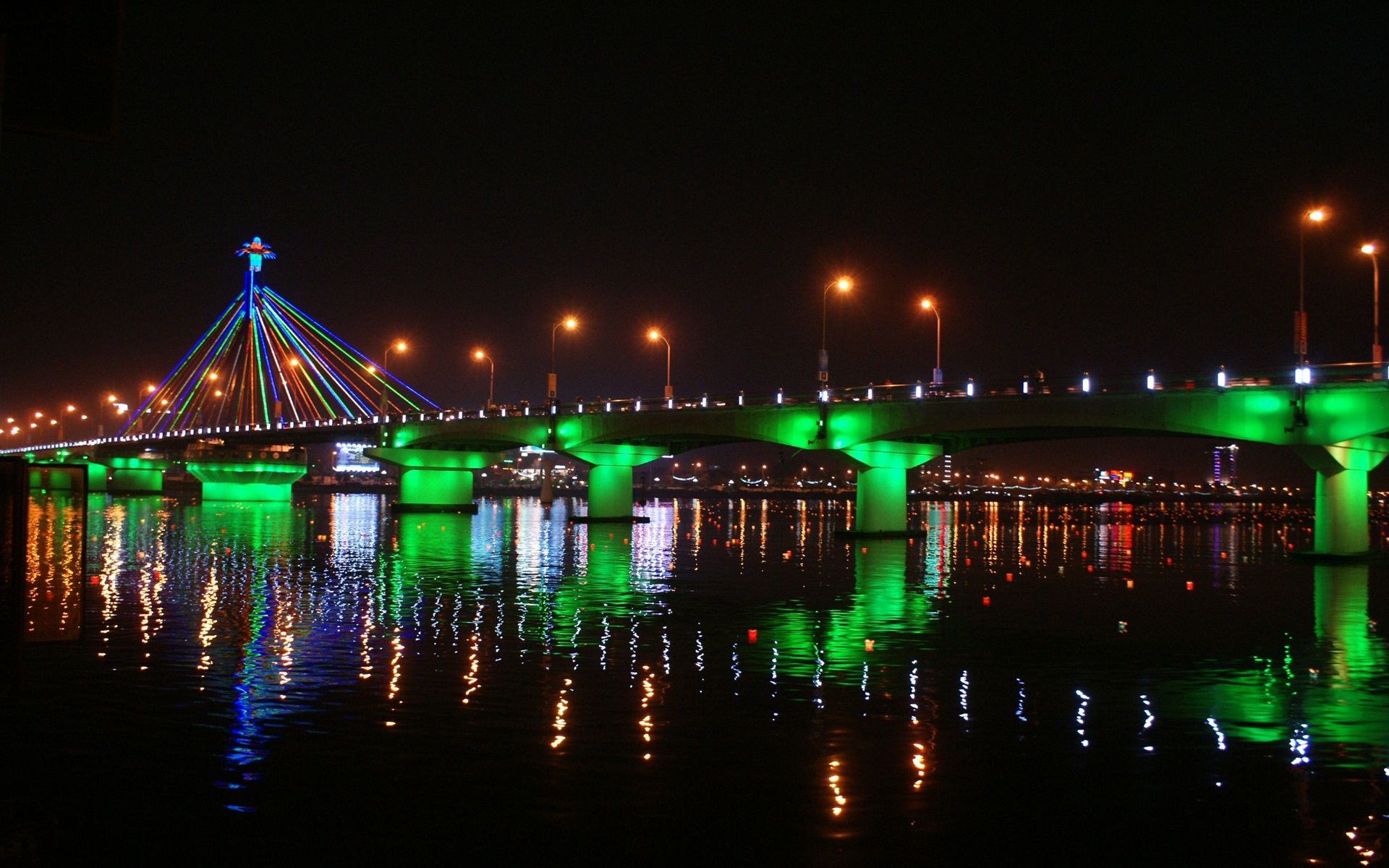 Han River, Korea, Bridge, Beautiful Illumination, Night, Water Reflection 640x1136 IPhone 5 5S 5C SE Wallpaper, Background, Picture, Image