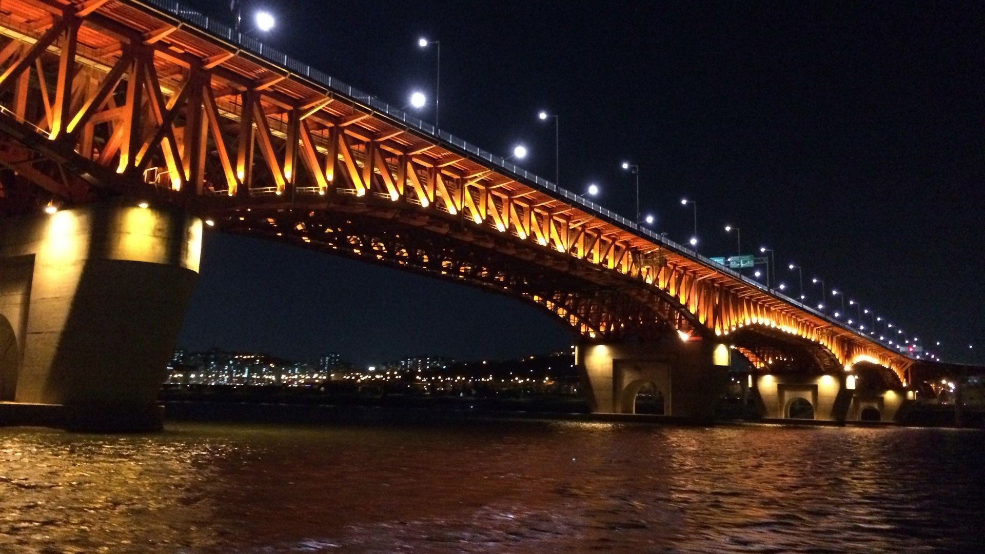 Han River, bridge, illumination, lights, Seoul, Korea Desktop Wallpaperx1080 wallpaper download