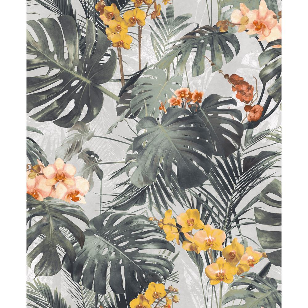 Walls Republic Monstera Leaf Wallpaper Dark Green Paper Strippable Roll (Covers 57 sq. ft.)-R6741 Home Depot