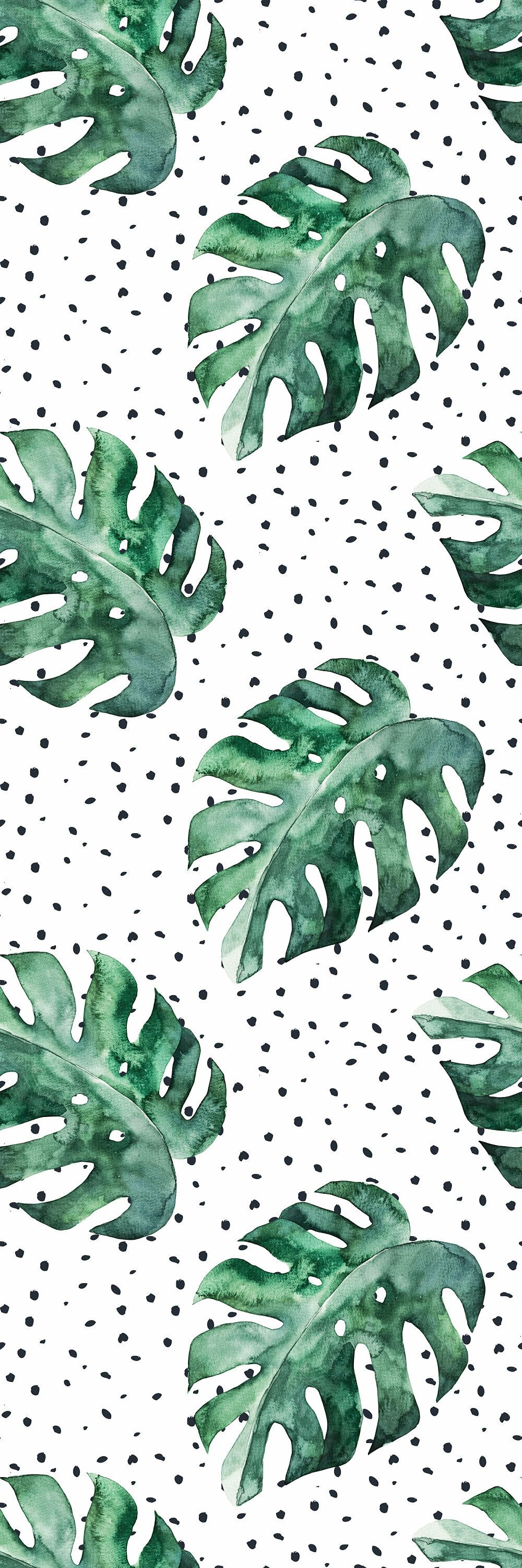 Bay Isle Home Wilhelm Removable Watercolor Monstera Leafs 8.33' L x 25 W Peel and Stick Wallpaper Roll