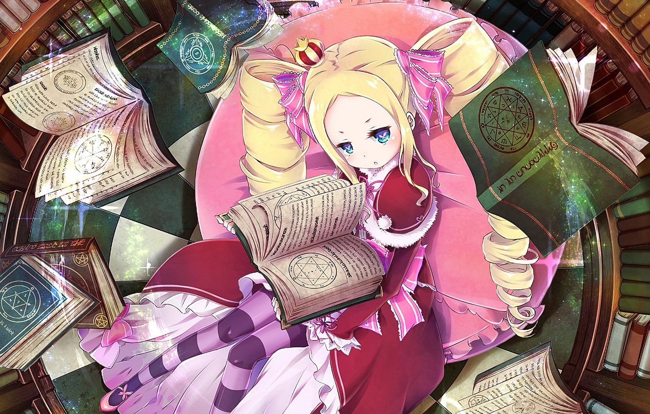 Wallpaper books, girl, anime, art, Beatrice, Re: Zero kara hajime chip isek or Seikatsu image for desktop, section прочее