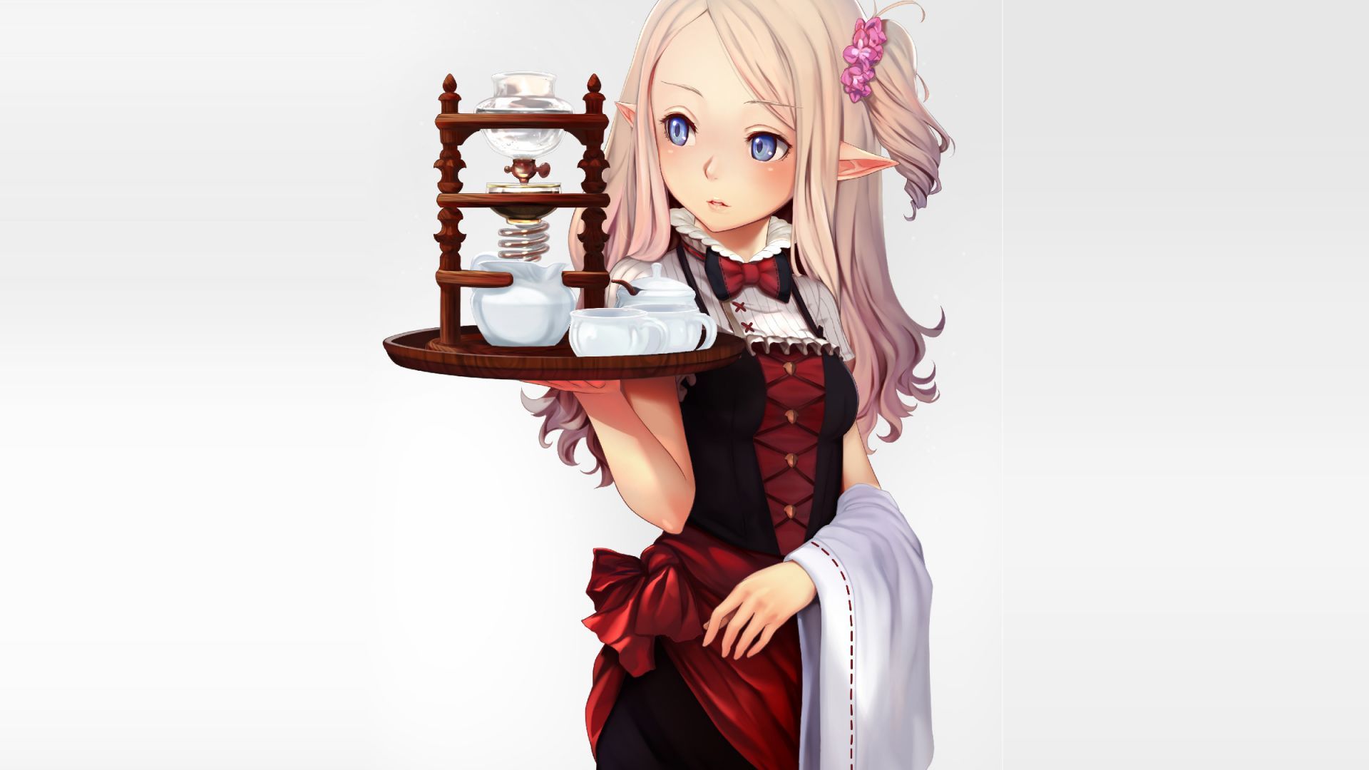 Desktop wallpaper anime girl, original, cute, blue eyes, elf maid, HD image, picture, background, 145389