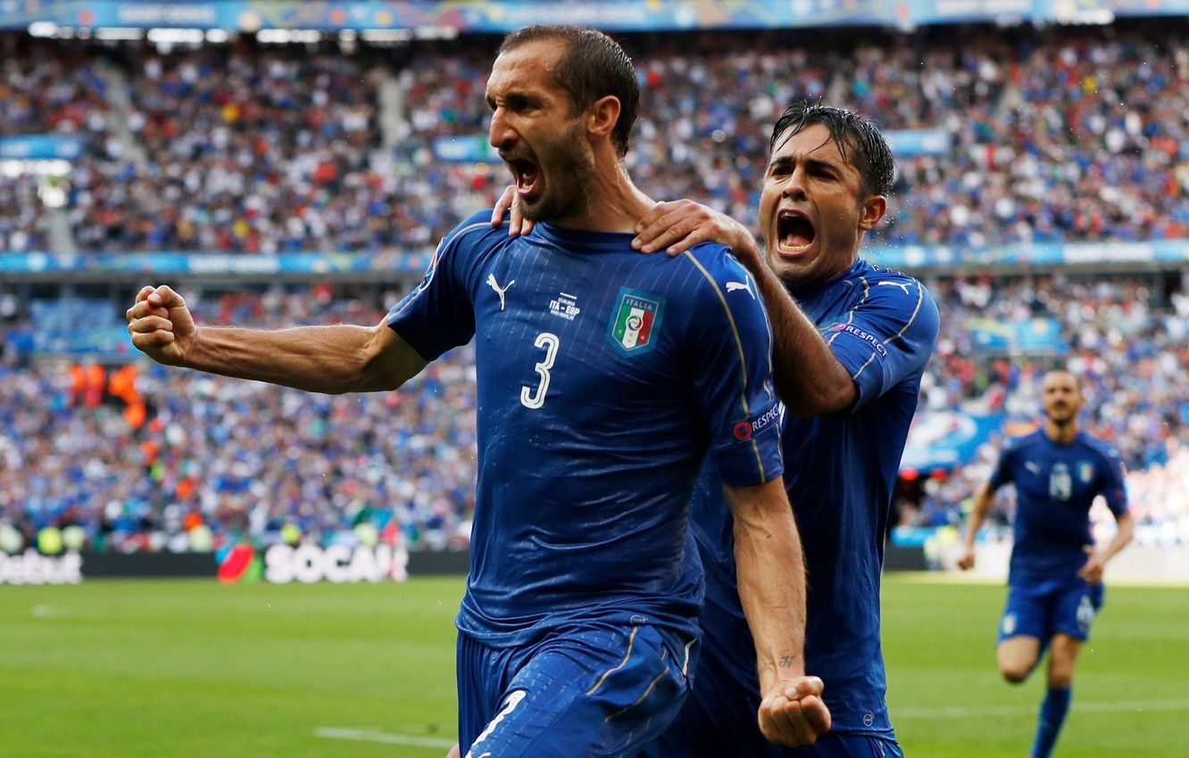 Wallpaper football, Italy, Italy, France, goal, players, players, football, player, cheers, Giorgio Chiellini, Giorgio Chiellini, The European Championship, national team, Euro 2016, Euro - for desktop, section спорт