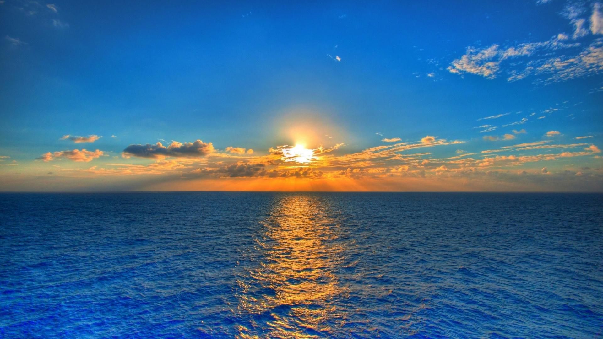 Desktop Wallpaper Sunset Over The Sea In Summer, HD Image, Picture, Background, P1haem