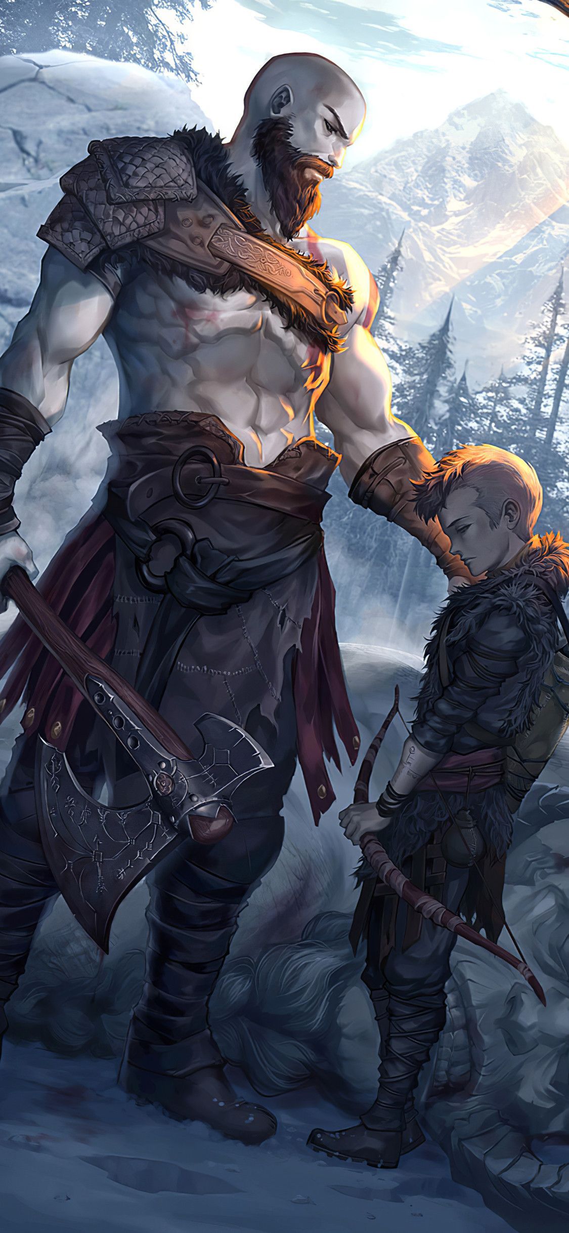 Kratos And Atreus God Of War Art iPhone XS, iPhone iPhone X HD 4k Wallpaper, Image, Background, P. Kratos god of war, God of war, God of war series