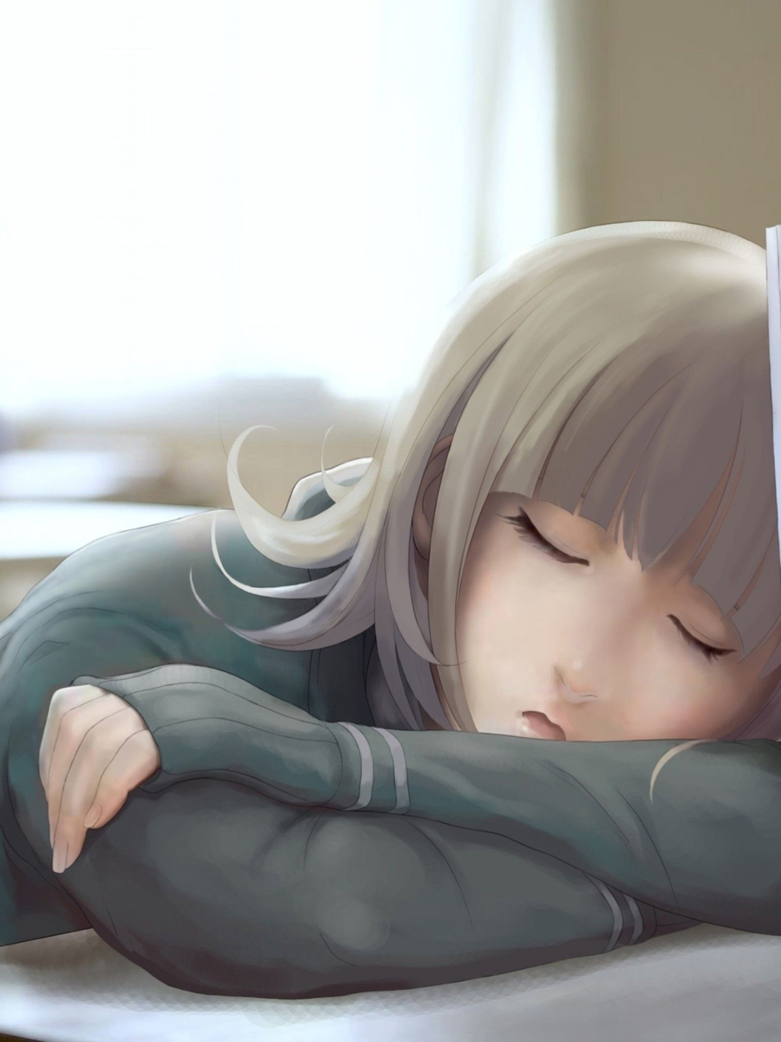 Download 1536x2048 Anime Girl, Sleeping In Class Wallpaper for Apple iPad Mini, Apple IPad 4