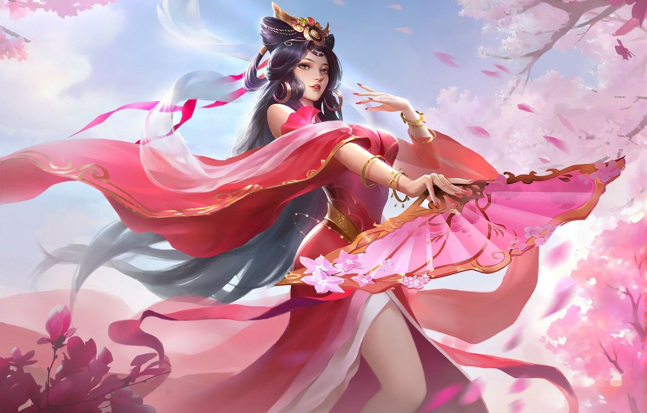 Wallpaper Girl, Pink, Style, Asian, Girl, Pink, Dress, Art, Art, Asian, Style, Fiction, Asia, Dress, Fan, Outfit image for desktop, section фантастика