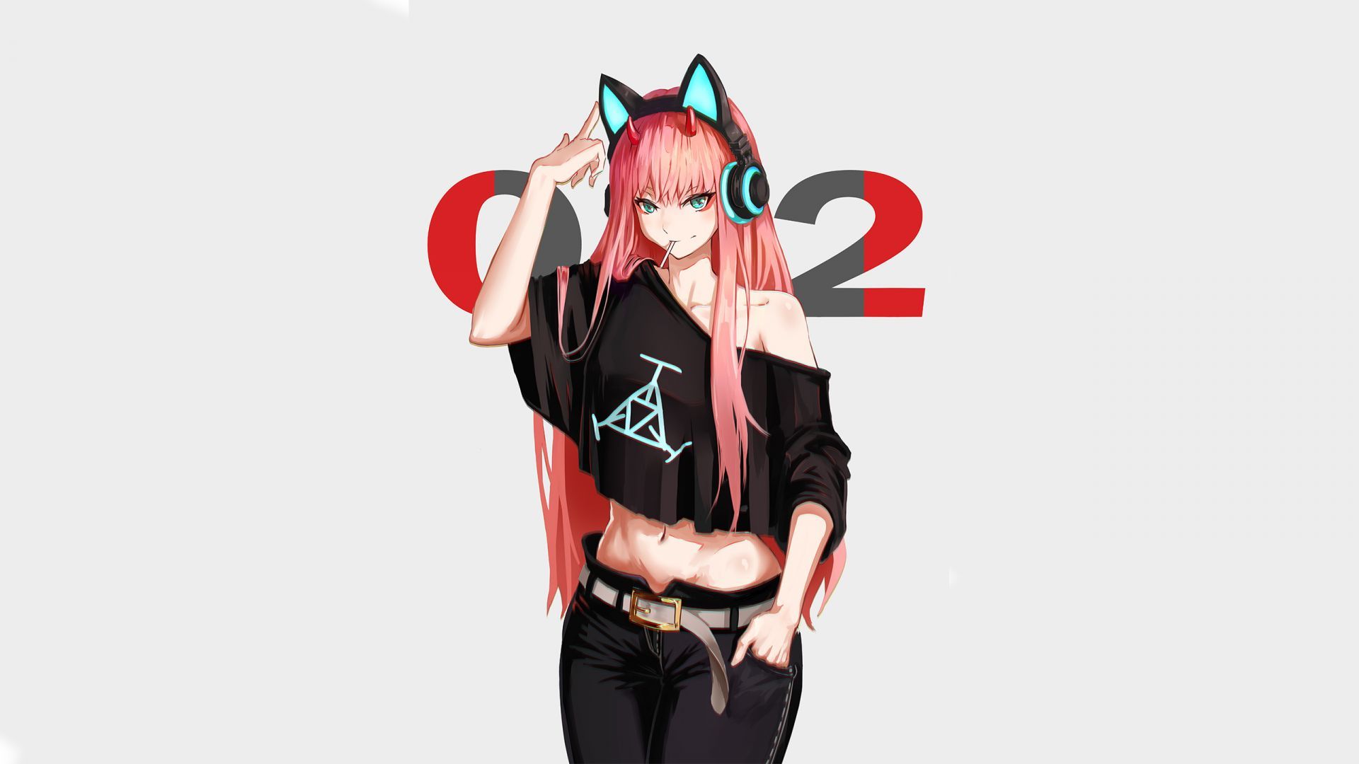 Hot, anime girl, zero two, urban outfit, art wallpaper, HD image, picture, background, b901af
