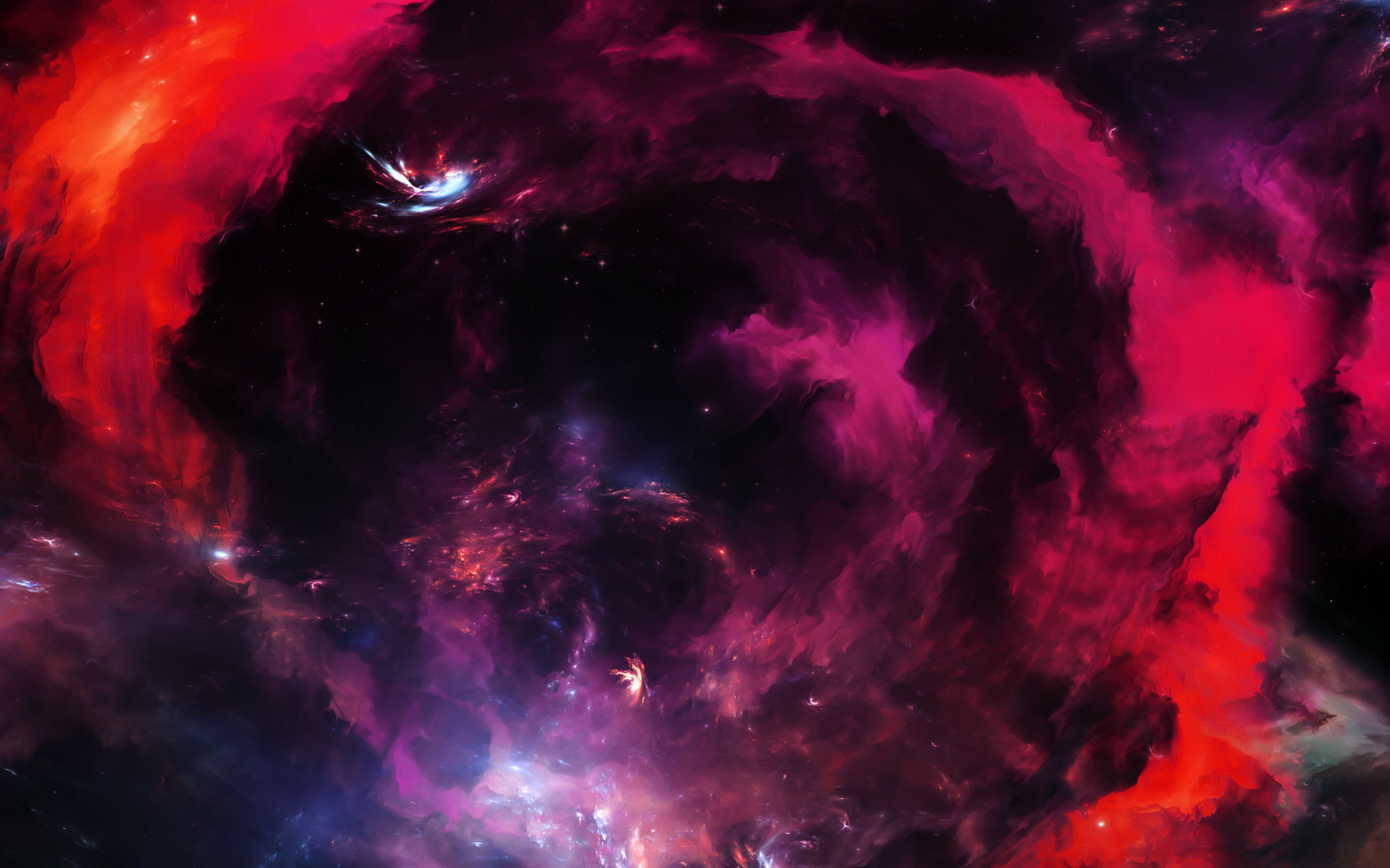 Space Art Star Galaxy Red Pattern Dark Wallpaper