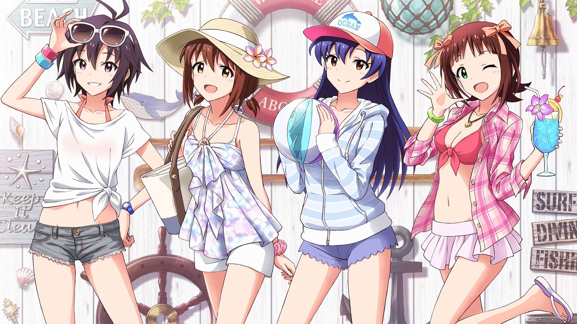 Desktop Wallpaper Cute Anime Girls, Summer, Fun, HD Image, Picture, Background, 296943