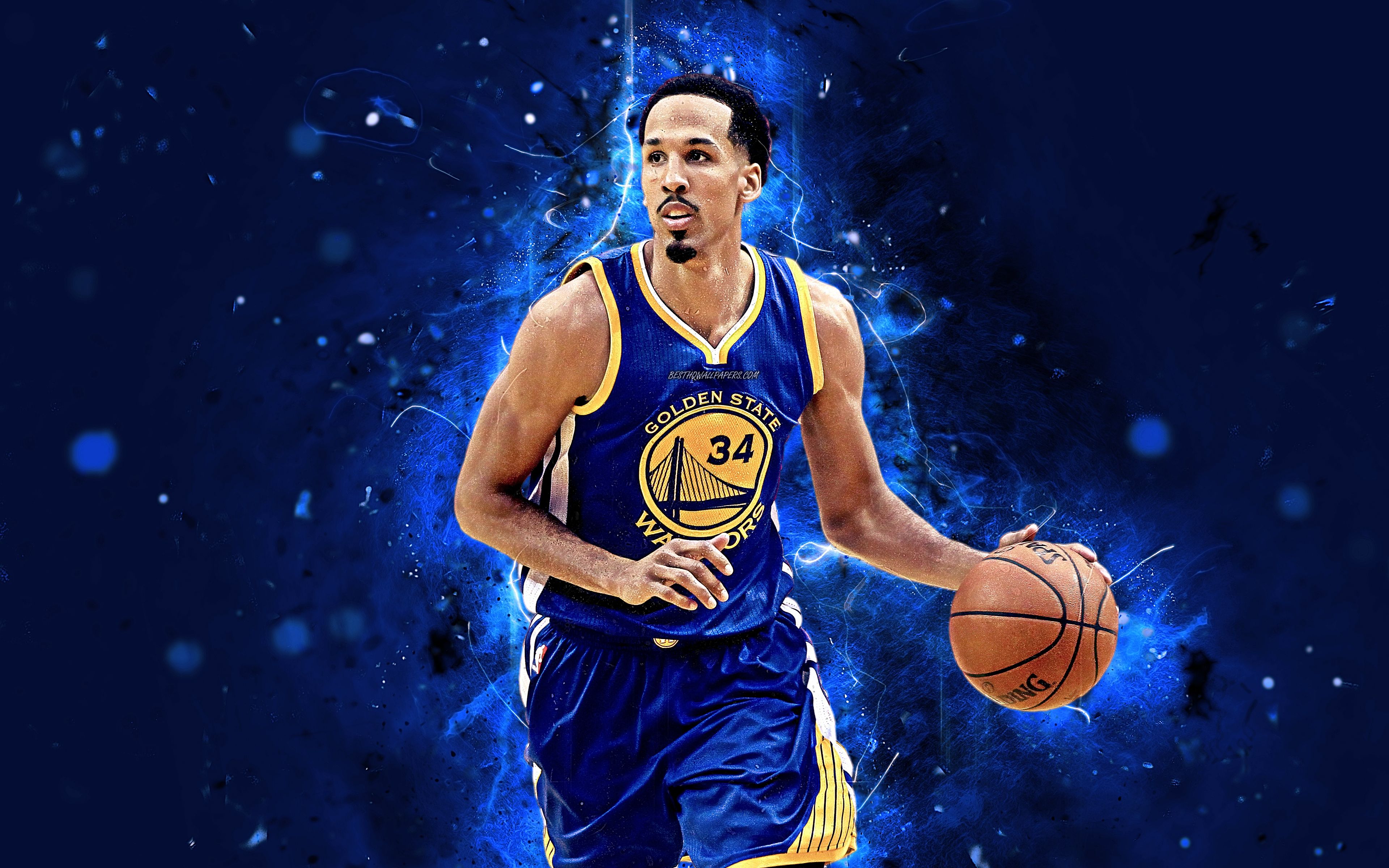 Download wallpaper 4k, Shaun Livingston, abstract art, basketball stars, NBA, Golden State Warriors, Livingston, basketball, neon lights, creative for desktop with resolution 3840x2400. High Quality HD picture wallpaper