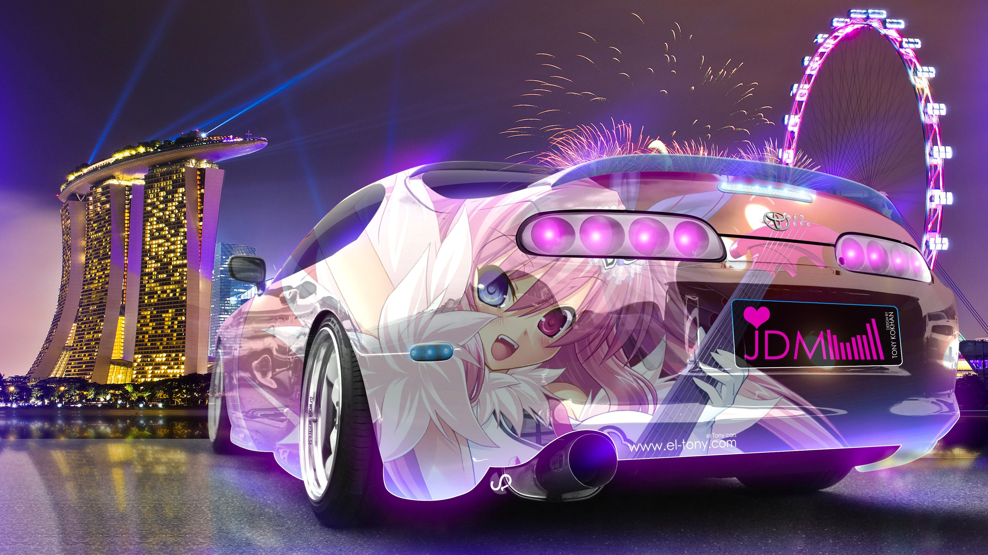 Wallpaper, colorful, night, anime, car, vehicle, JDM, Super Car, Toyota Supra, Tony Kokhan, screenshot, automotive design, auto show 3840x2160