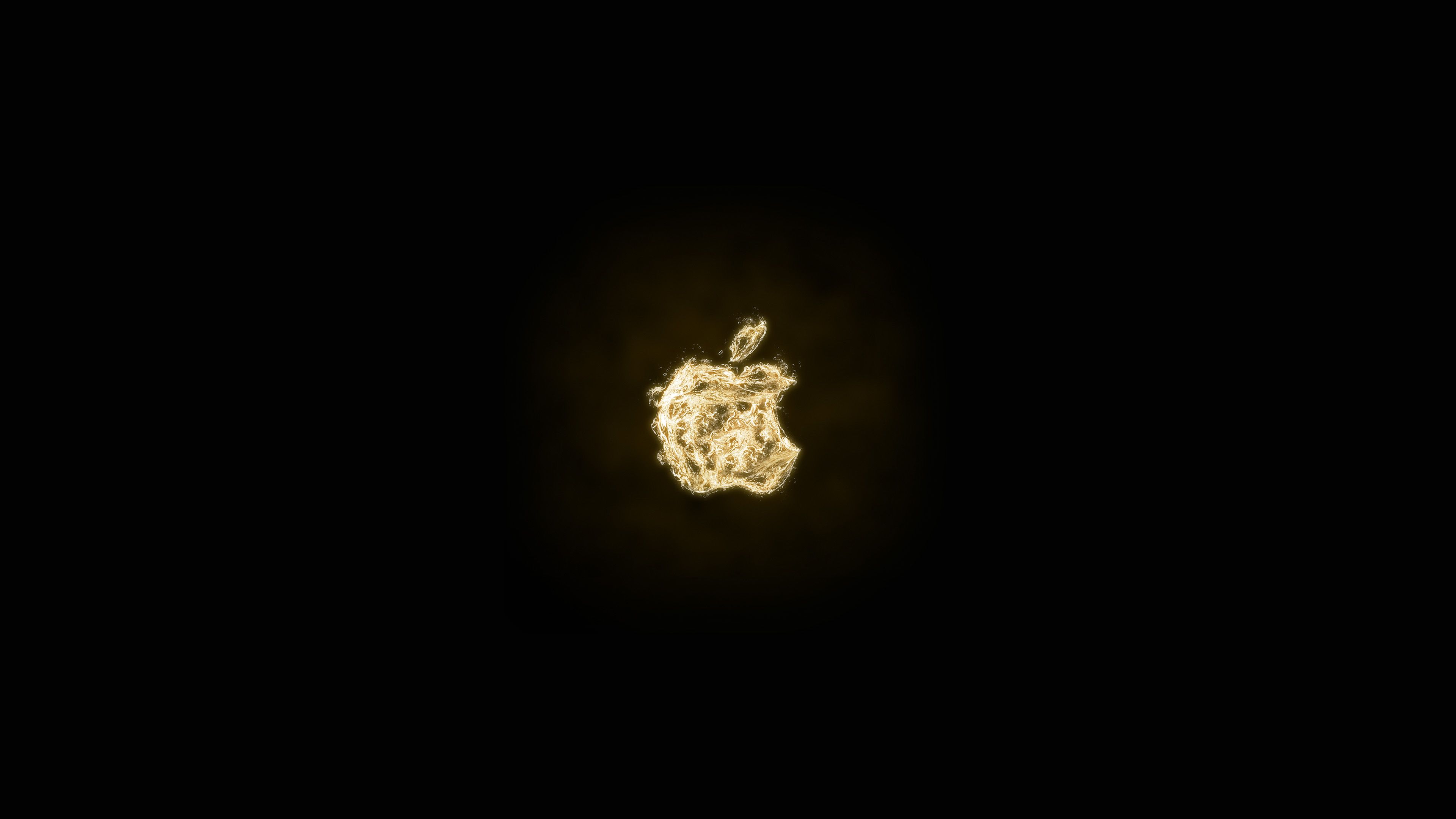 Apple Logo Dark Water Gold Art Illustration Wallpaper