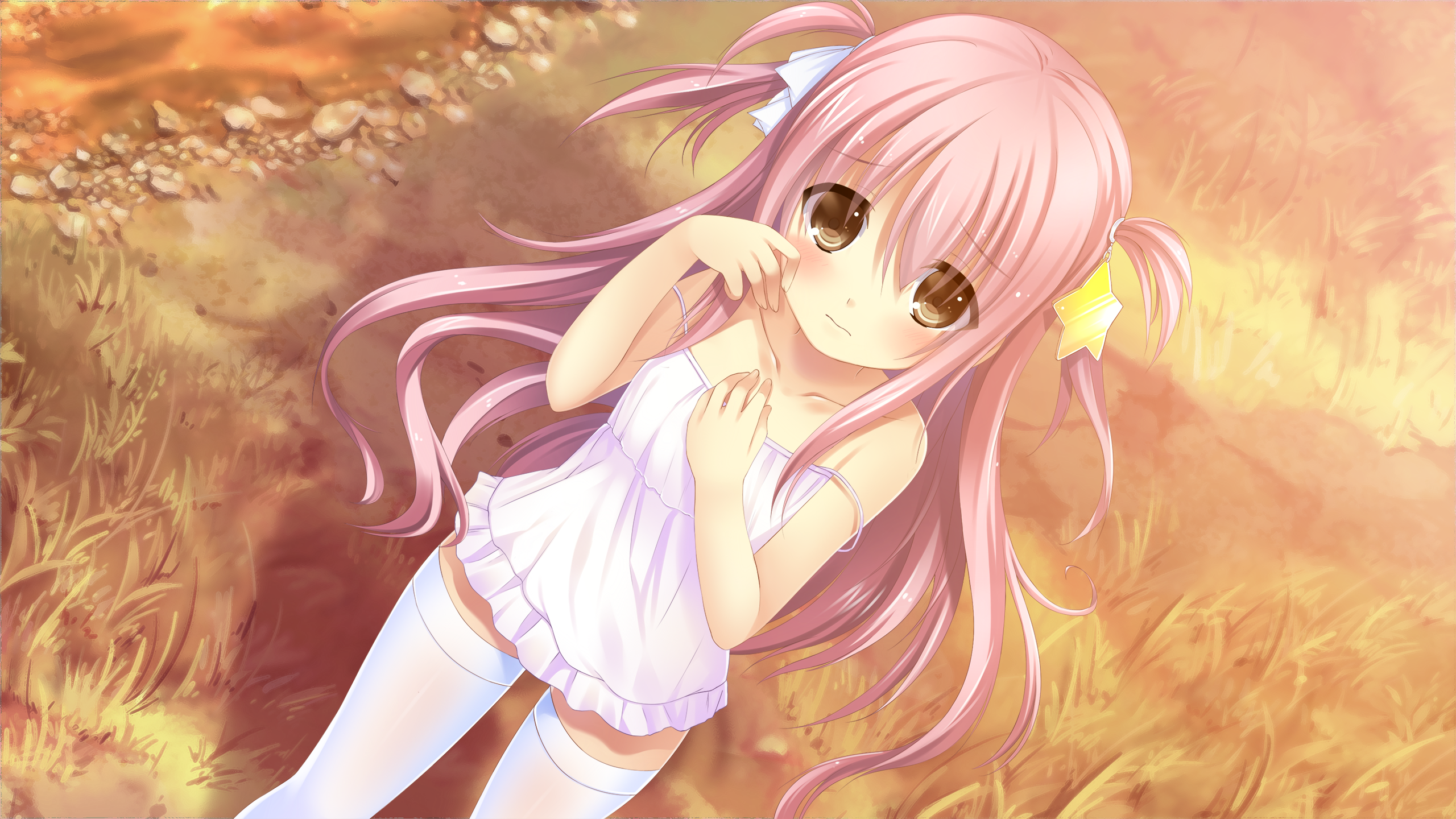 brown eyes game cg kagura yuu long hair mizusawa matsuri otonari koi sensou pink hair sugar house thighhighs. konachan.com.com Anime Wallpaper