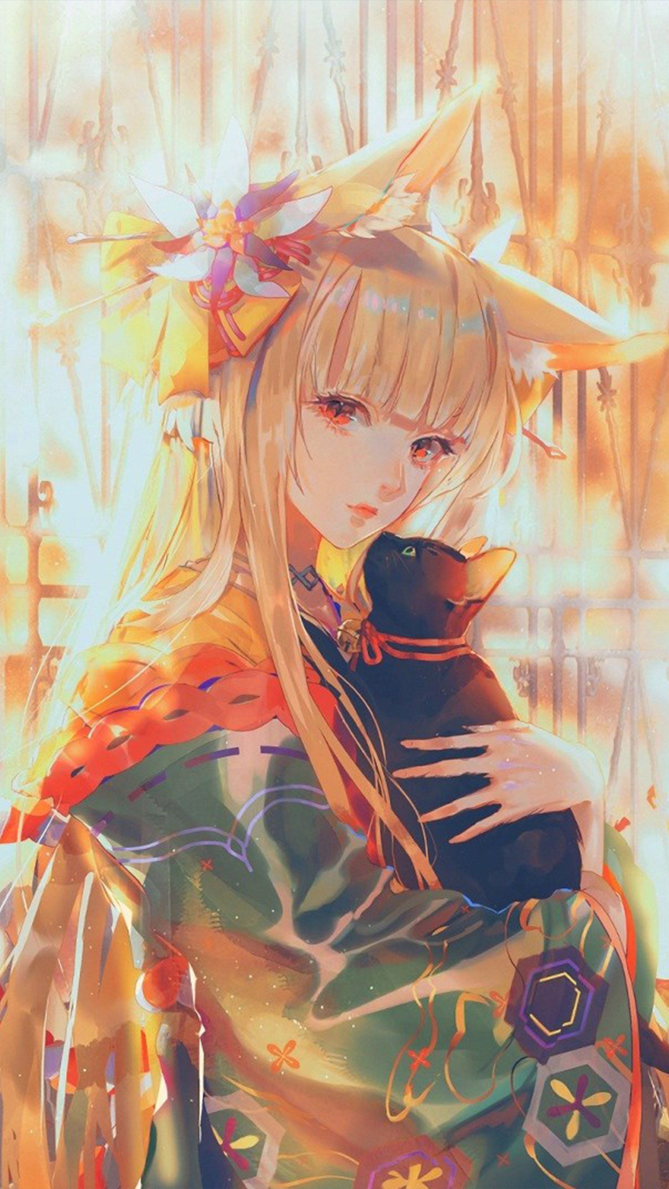 Anime Girl With Cat 4k Wallpaper For Mobile HD Wallpaper