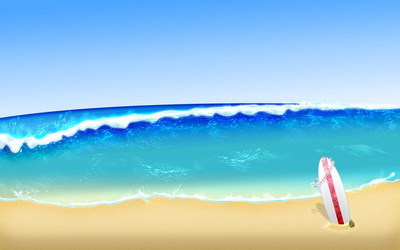 Wallpaper, sea, sand, sky, artwork, beach, blue, surfboards, waves, horizon, summer, rainbow, ocean, surfboard, computer wallpaper, atmosphere of earth, wind wave, surfing equipment and supplies 1920x1200