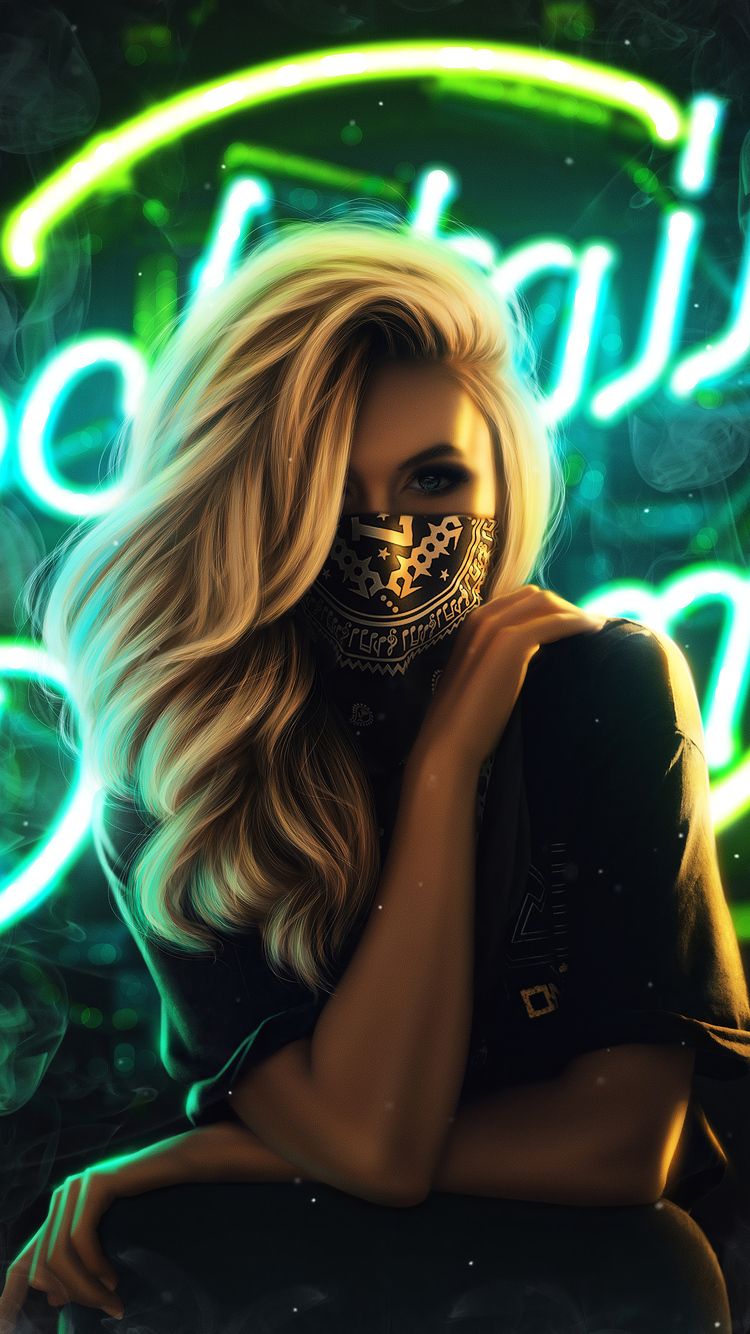 Blonde Girl Face Mask 4k iPhone iPhone 6S, iPhone 7 HD 4k Wallpaper, Image, Background, Photo and Picture