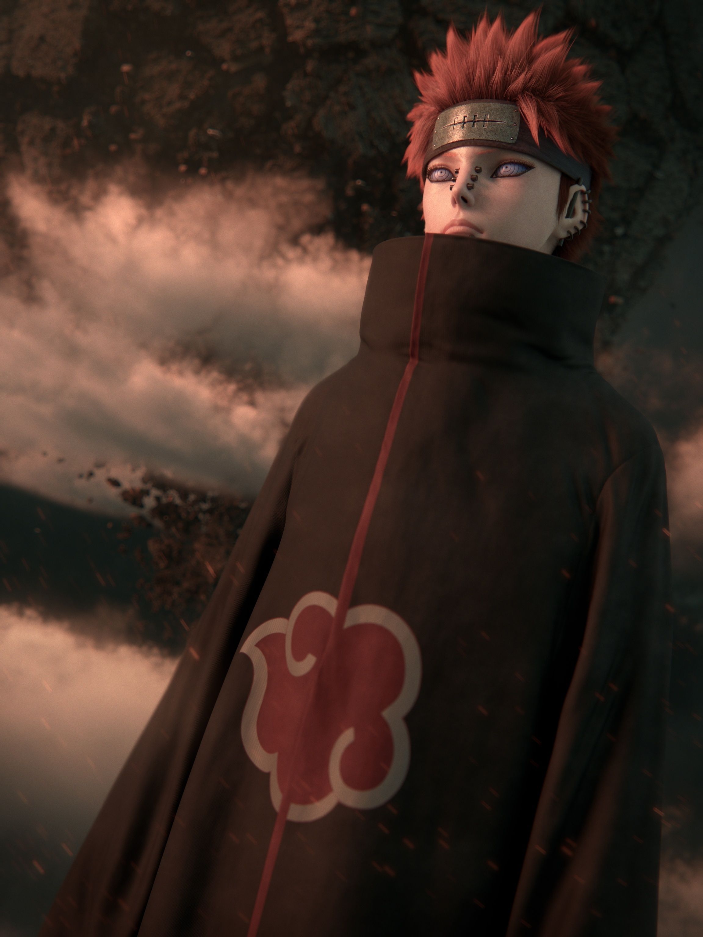 cgi naruto shippuden akatsuki realistic pein 2304x3072 wallpaper